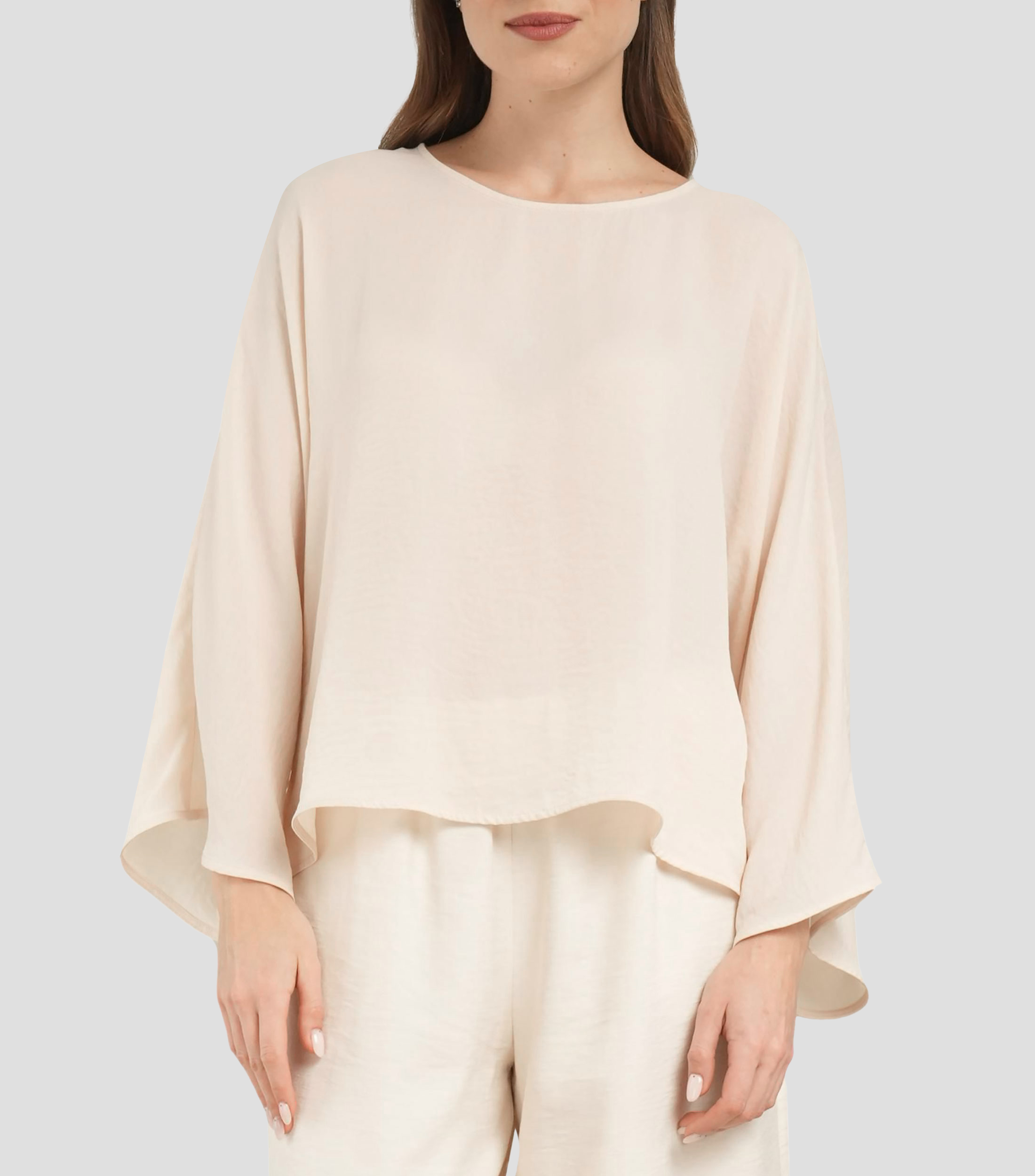 Blusa lisa manga larga Mujer