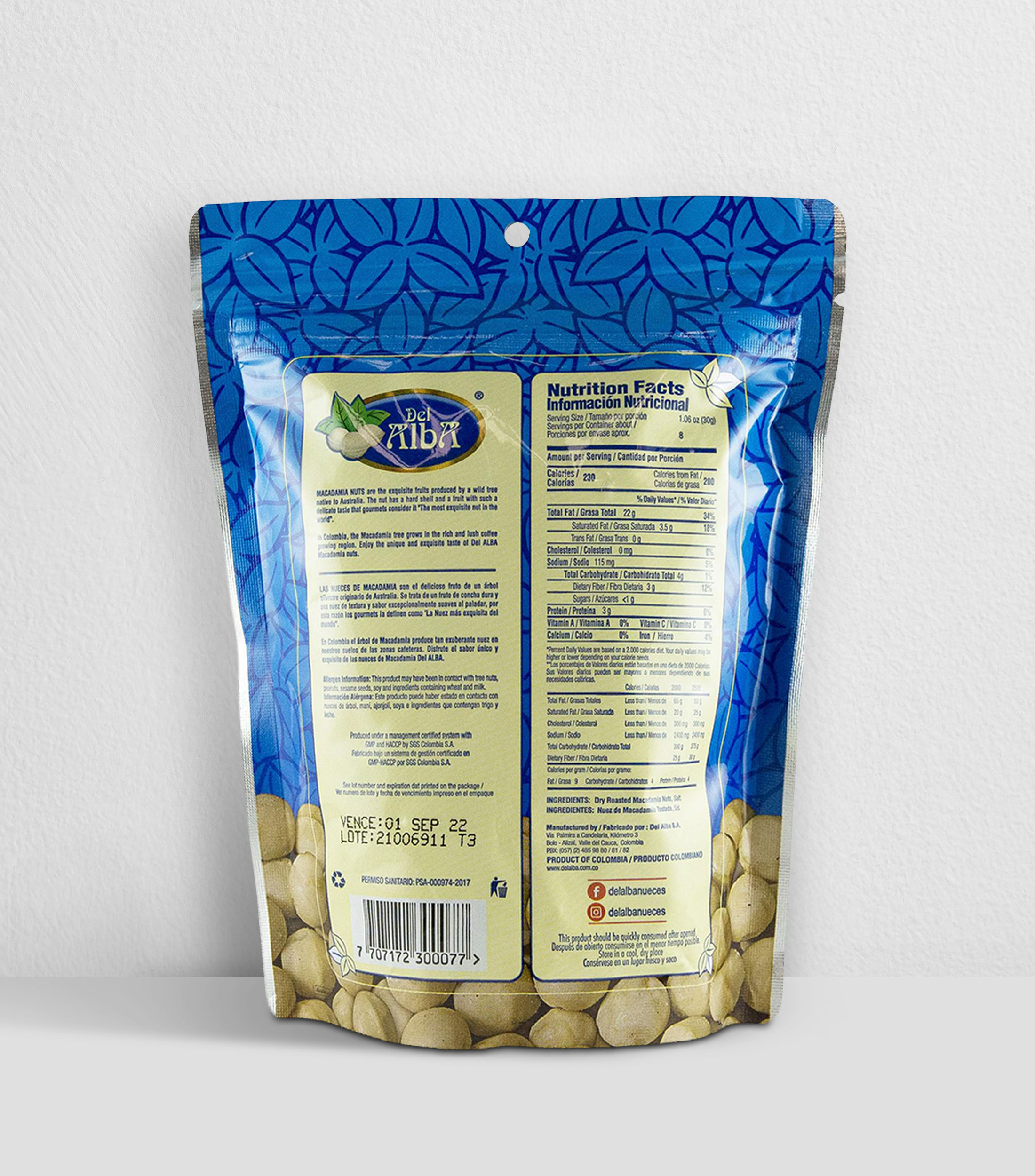 Macadamia Salada Entera, 250 g