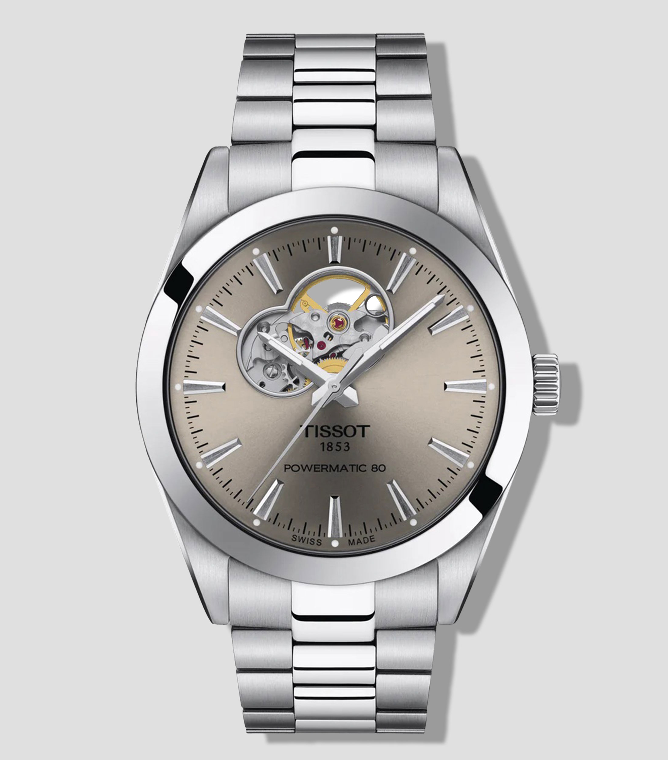 Reloj para hombre Powermatic Open Heart casual Plateado