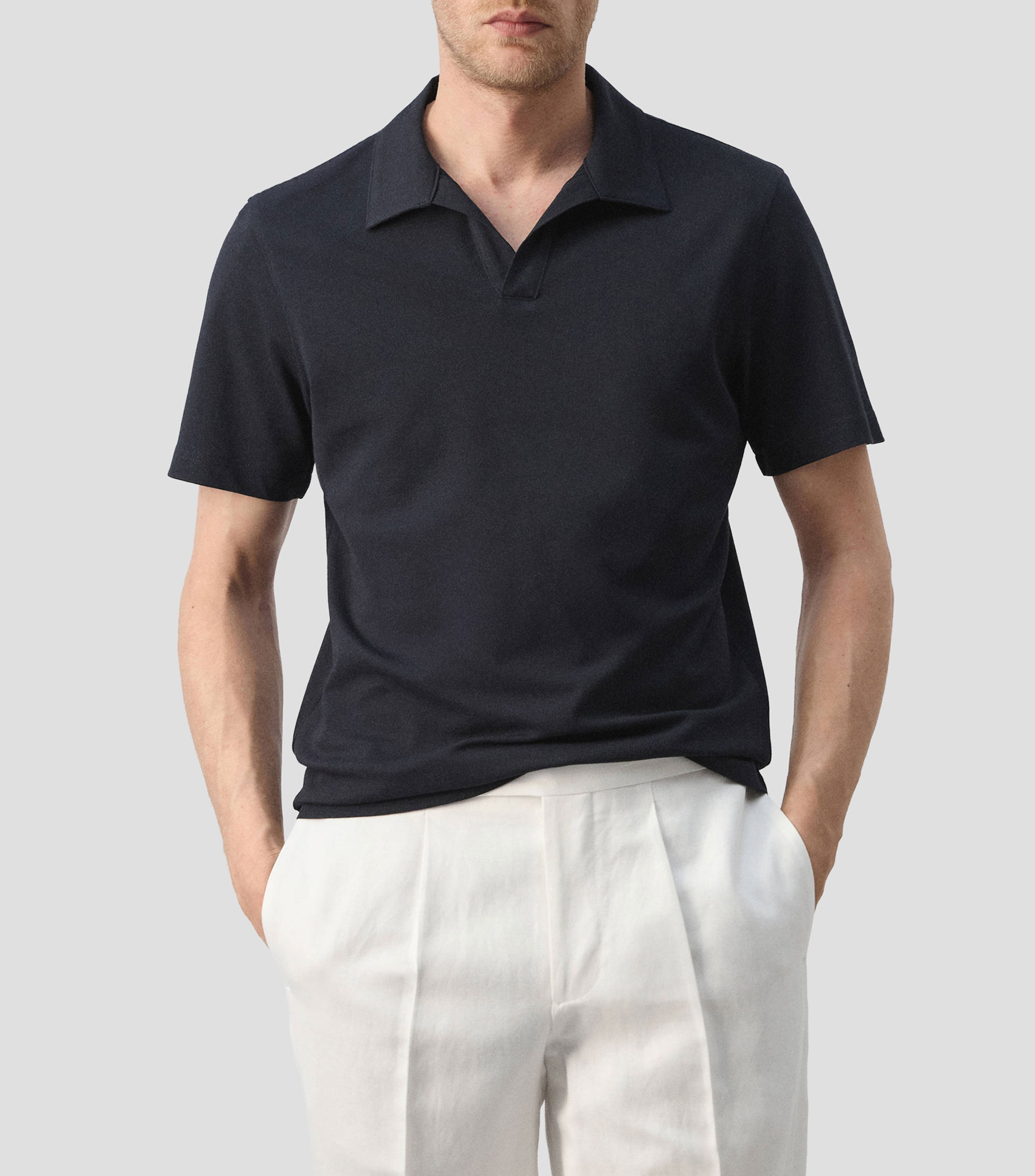 Playera tipo polo manga corta lisa Hombre