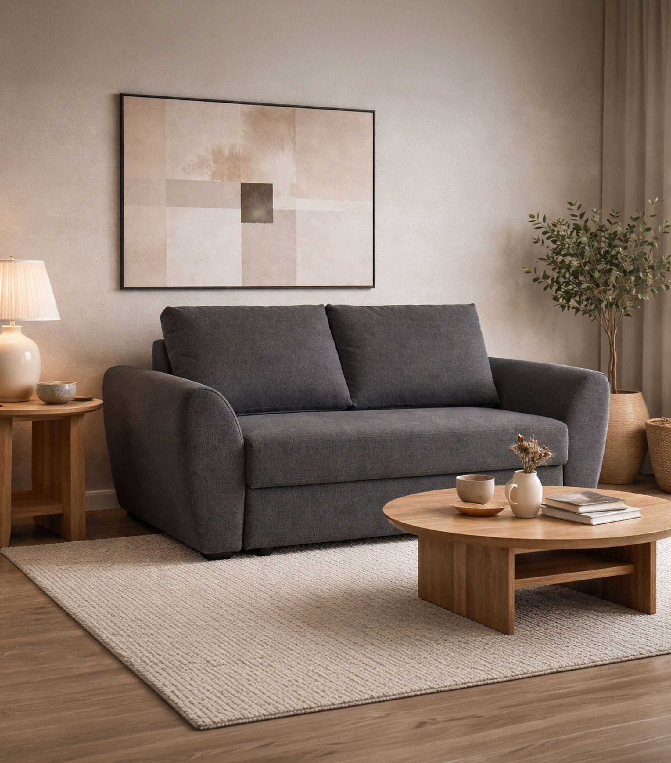 Sofá Cama en tela gris pewter