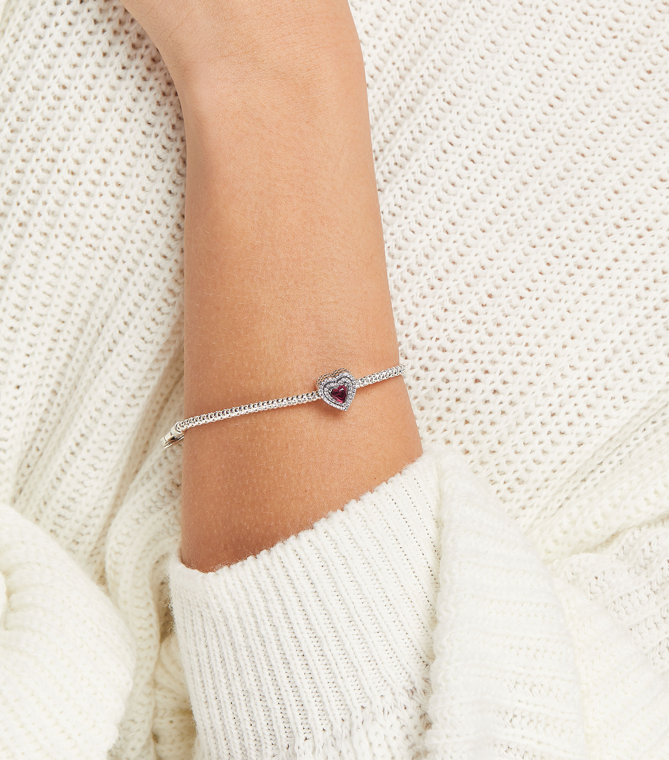 Charm Corazón en Plata con Zirconia Cúbica Mujer