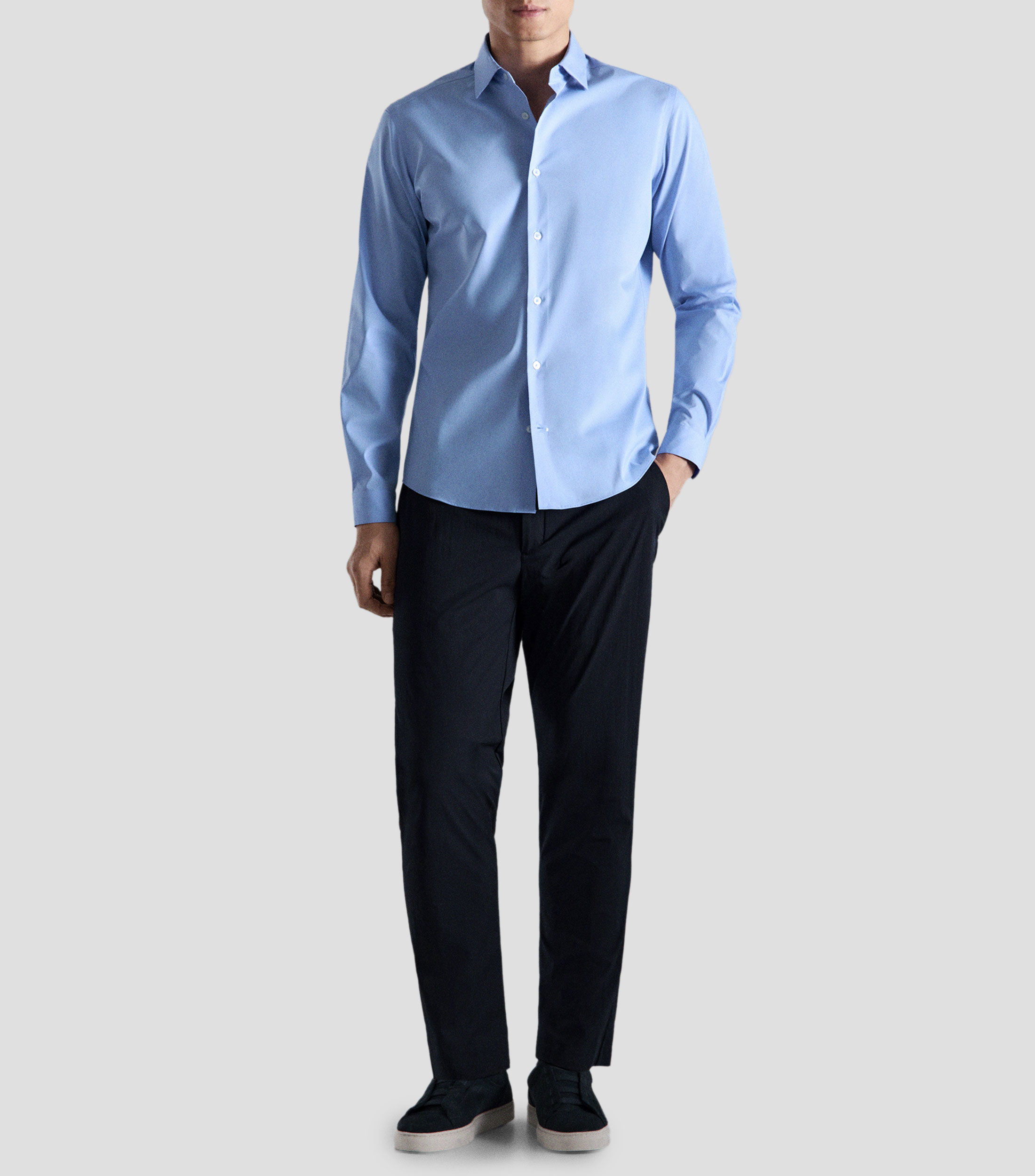 Camisa lisa manga larga Hombre