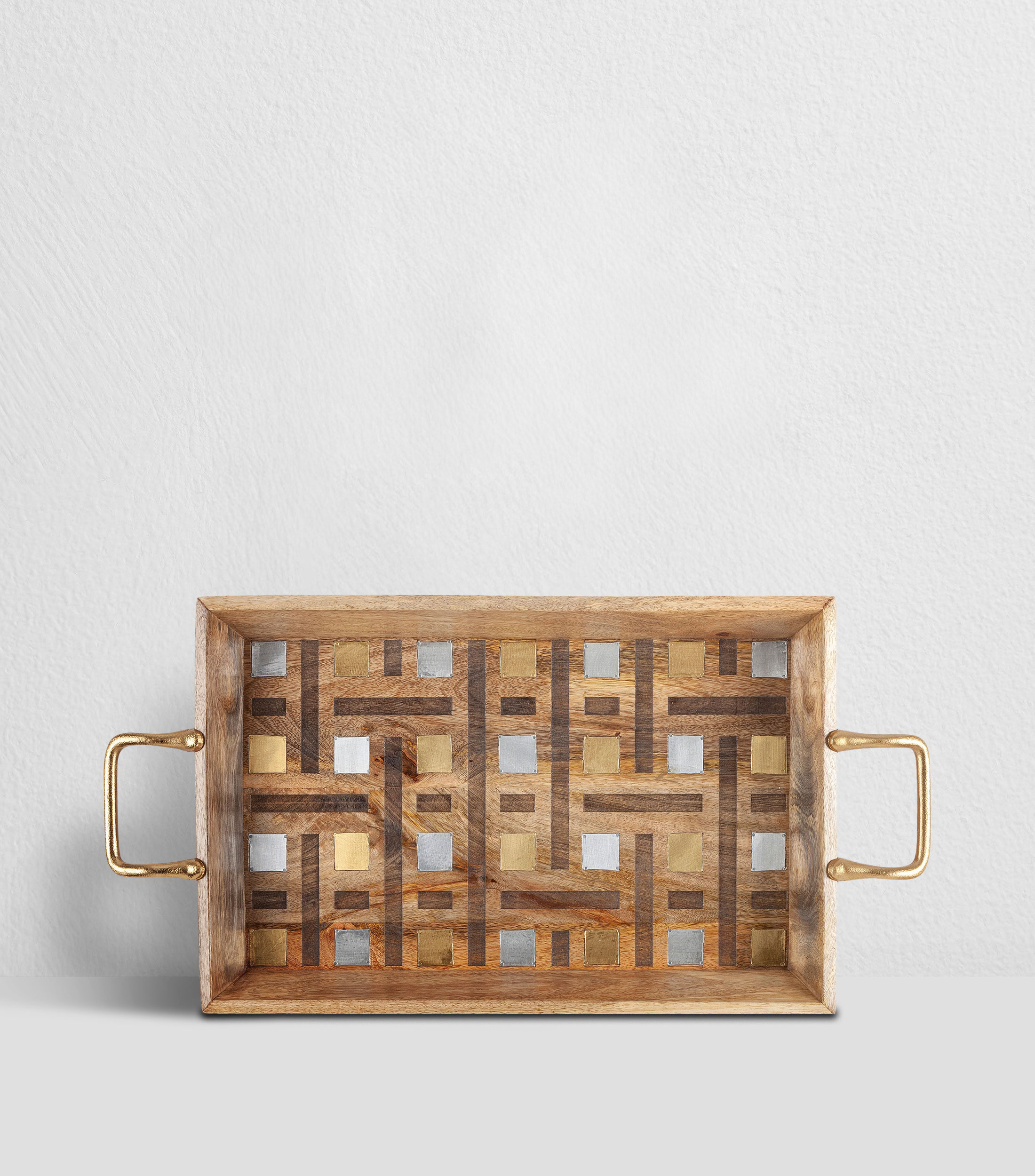 Charola Decorativa Geométrica en Madera