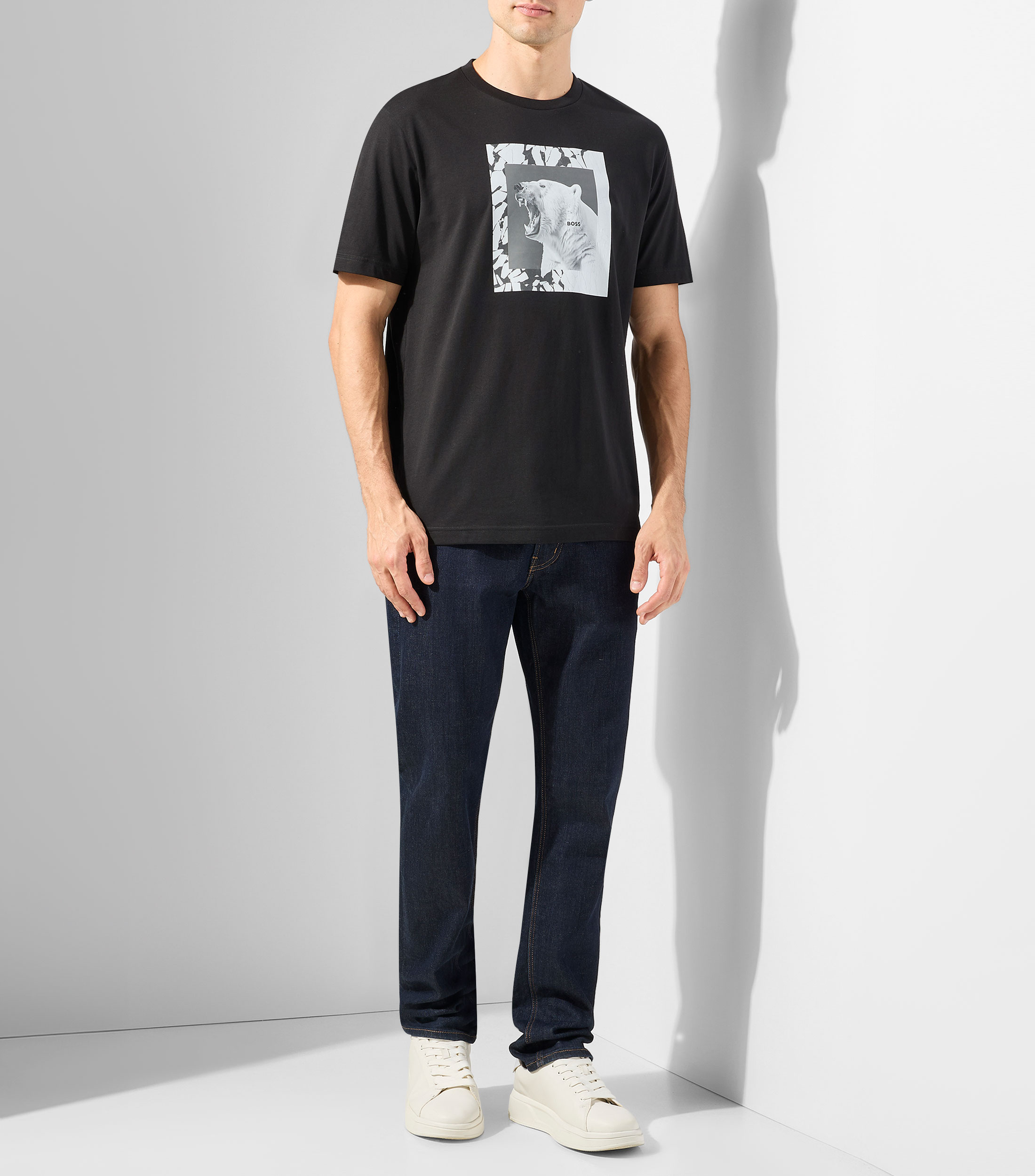 Playera de cuello redondo con manga corta estampada Hombre
