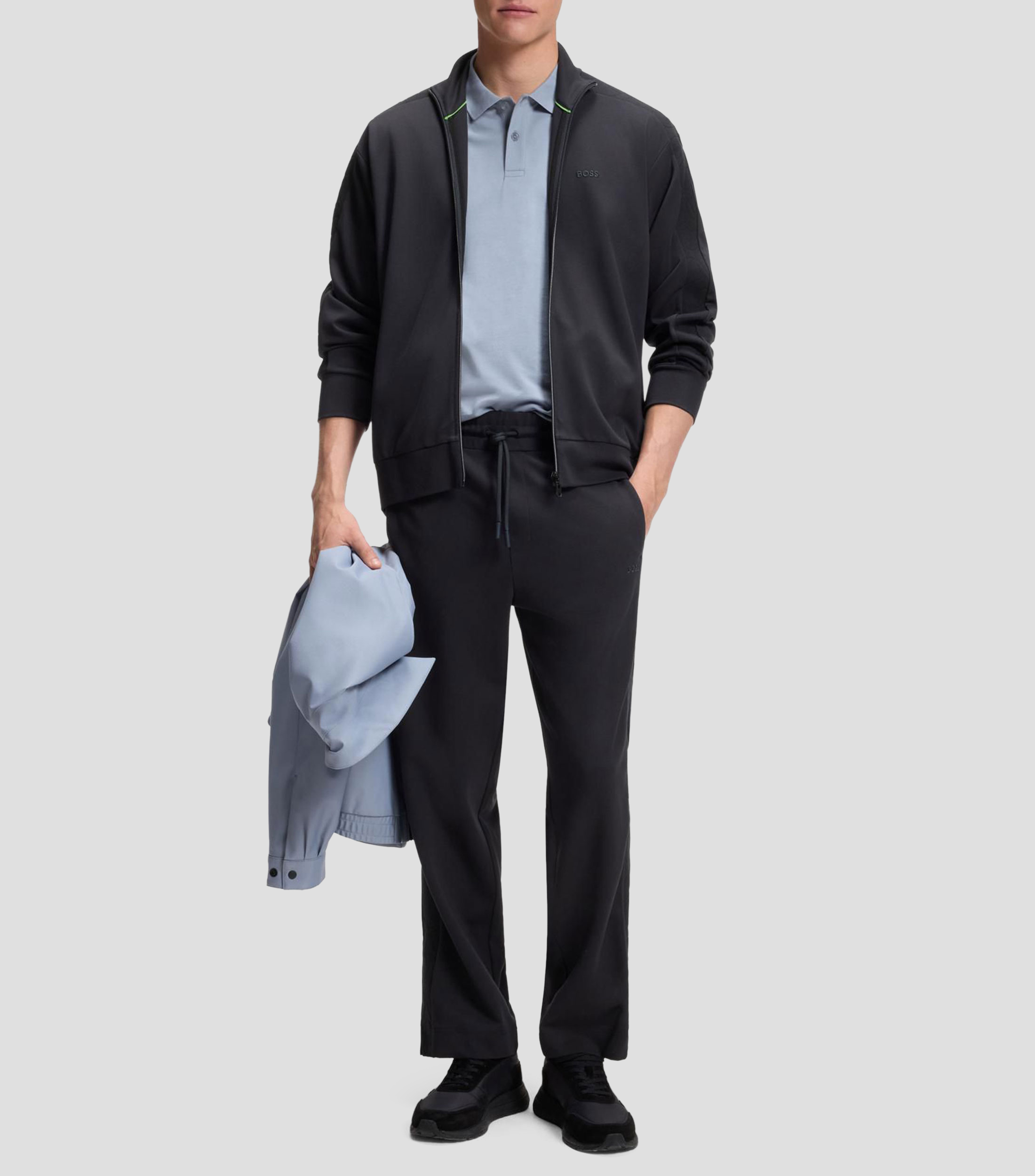 Pants regular de punto con cinta de jacquard Hombre