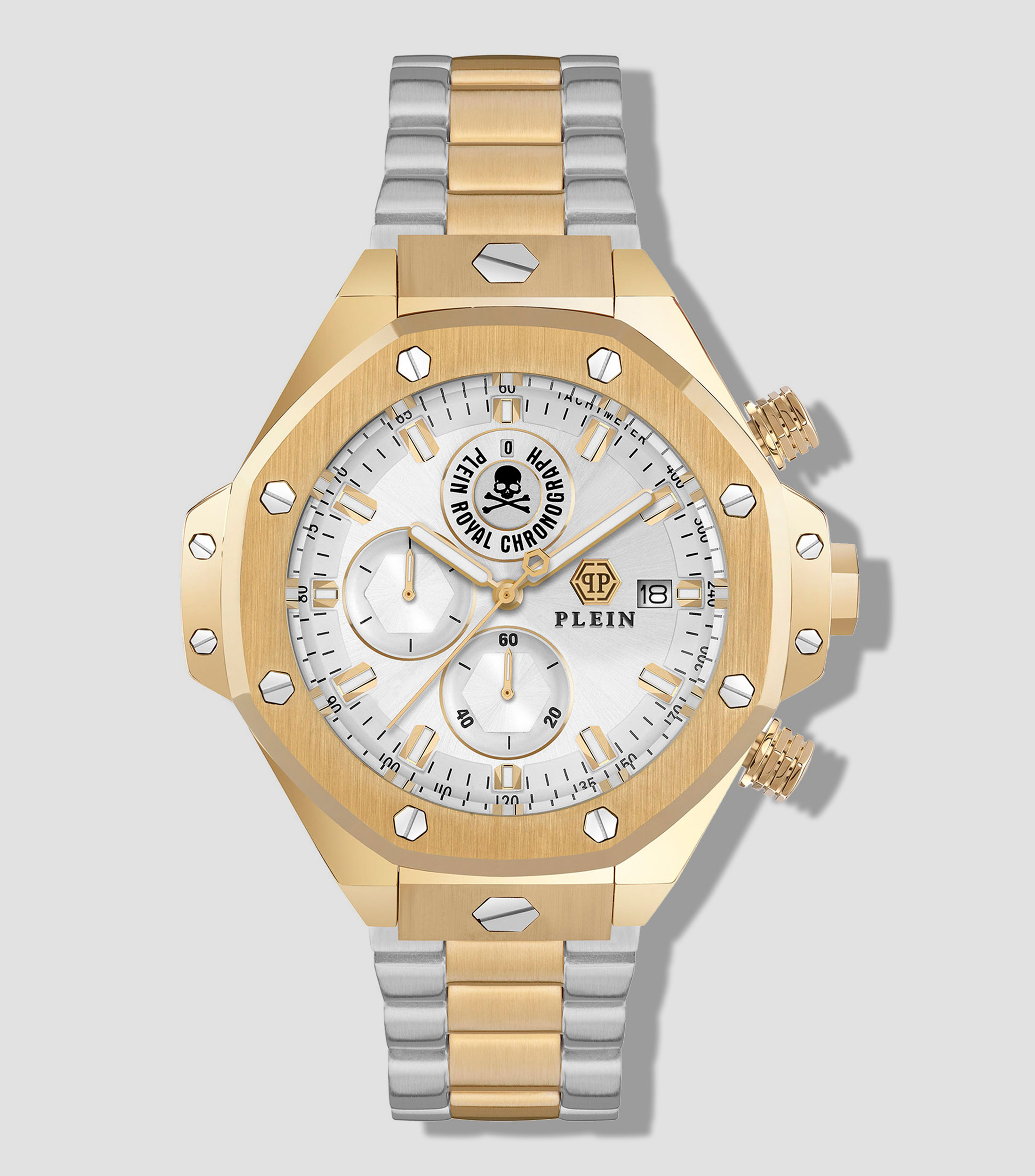 Reloj para Hombre Chrono Royal Casual Blanco, Dorado