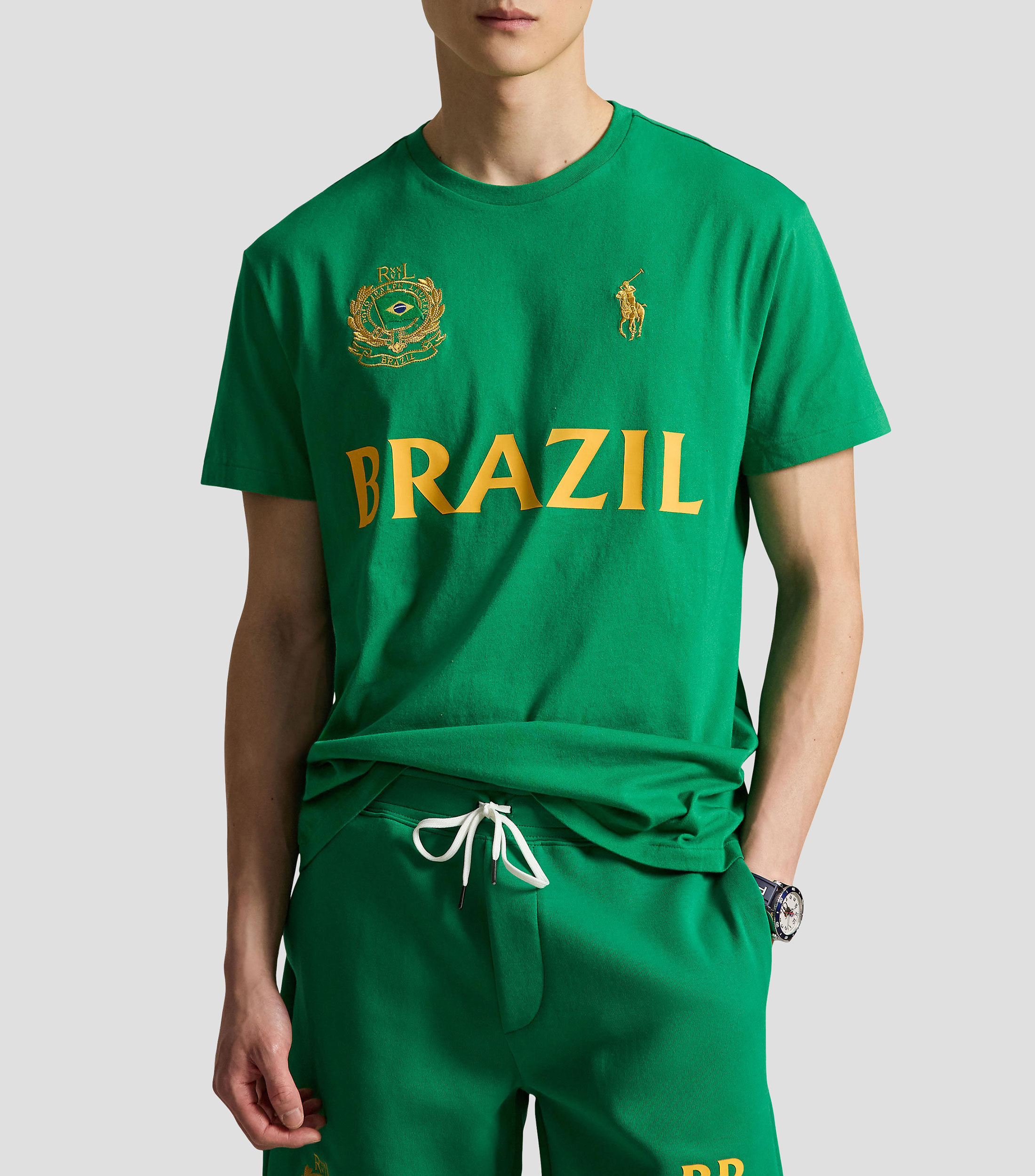 Playera de cuello redondo con manga corta estampada Hombre