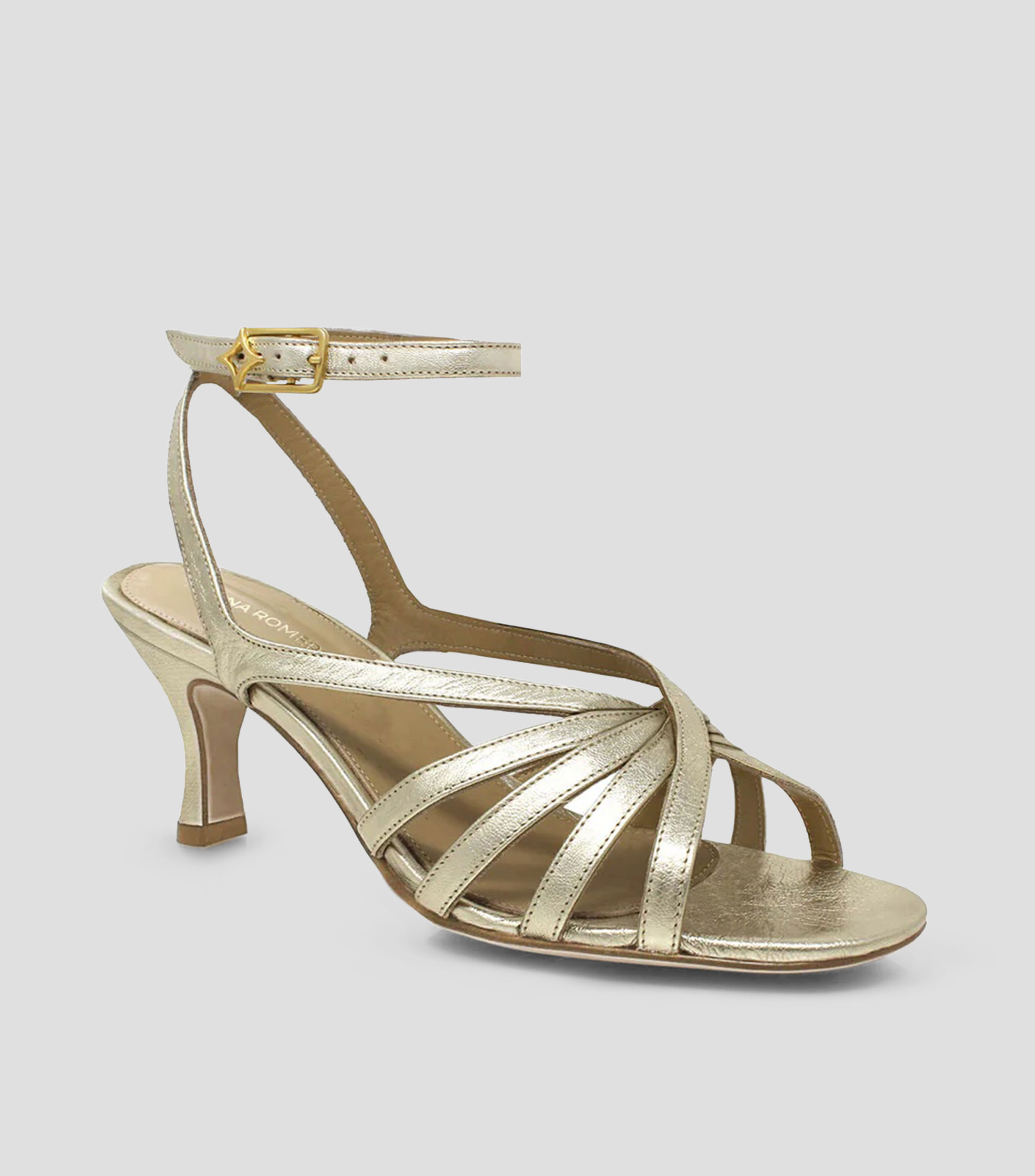 Sandalias de Pulsera con tacon medio de aguja en piel Mujer