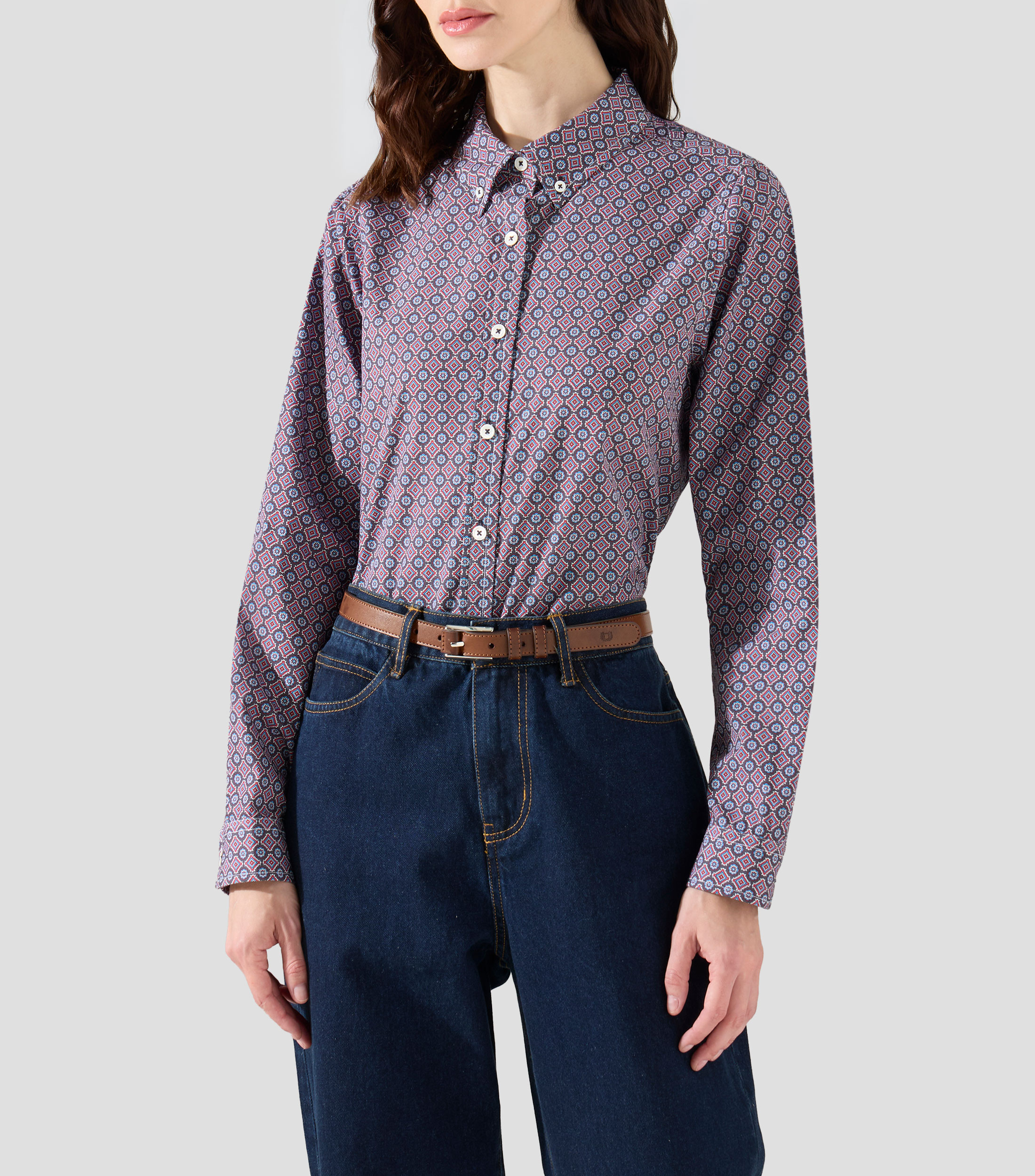 Camisa estampada con manga larga Mujer