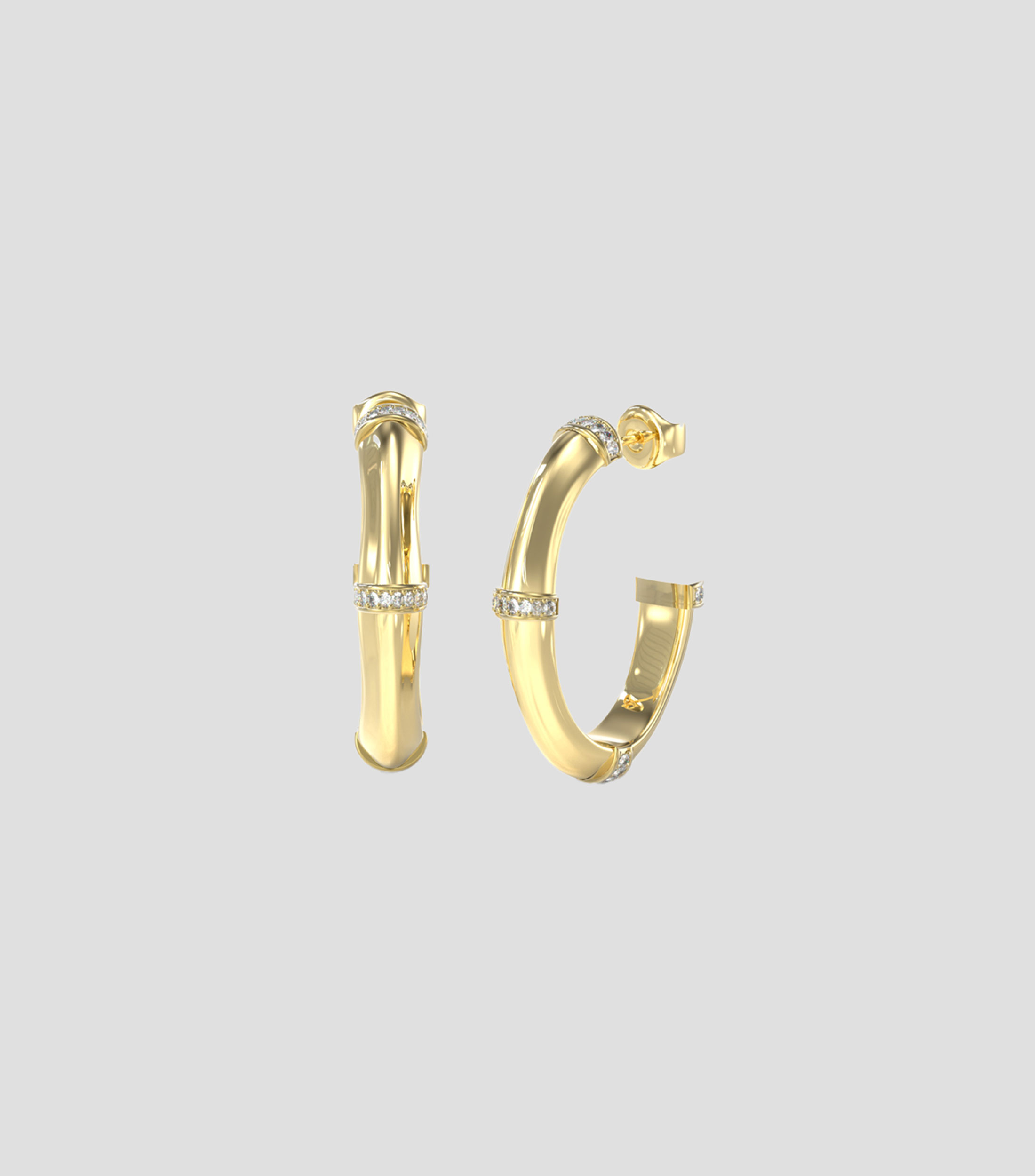 Aretes Bamboo con circonitas Mujer