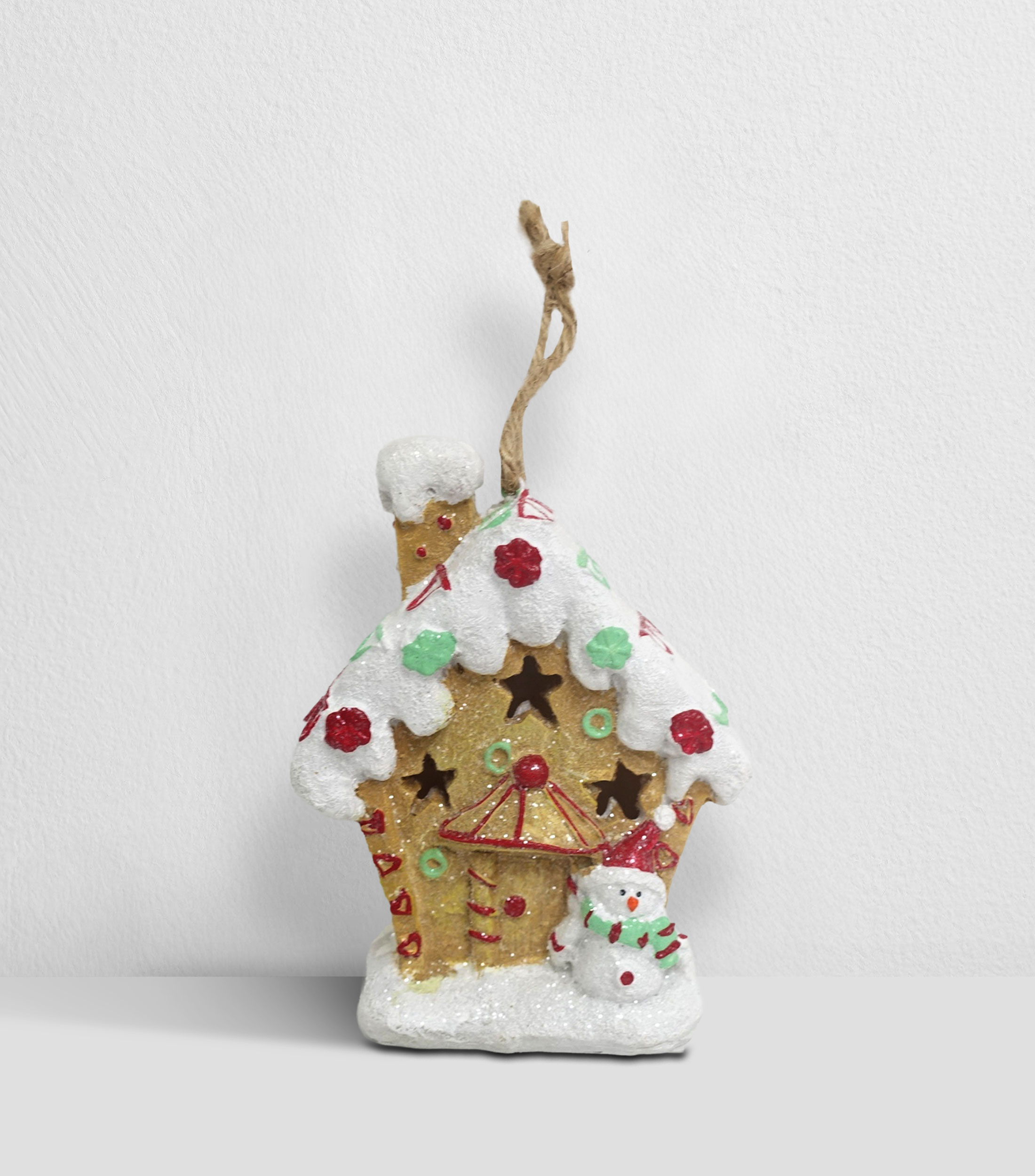 Ornamento decorativo Navideño Casa de jengibre Pottery Ginger con luz