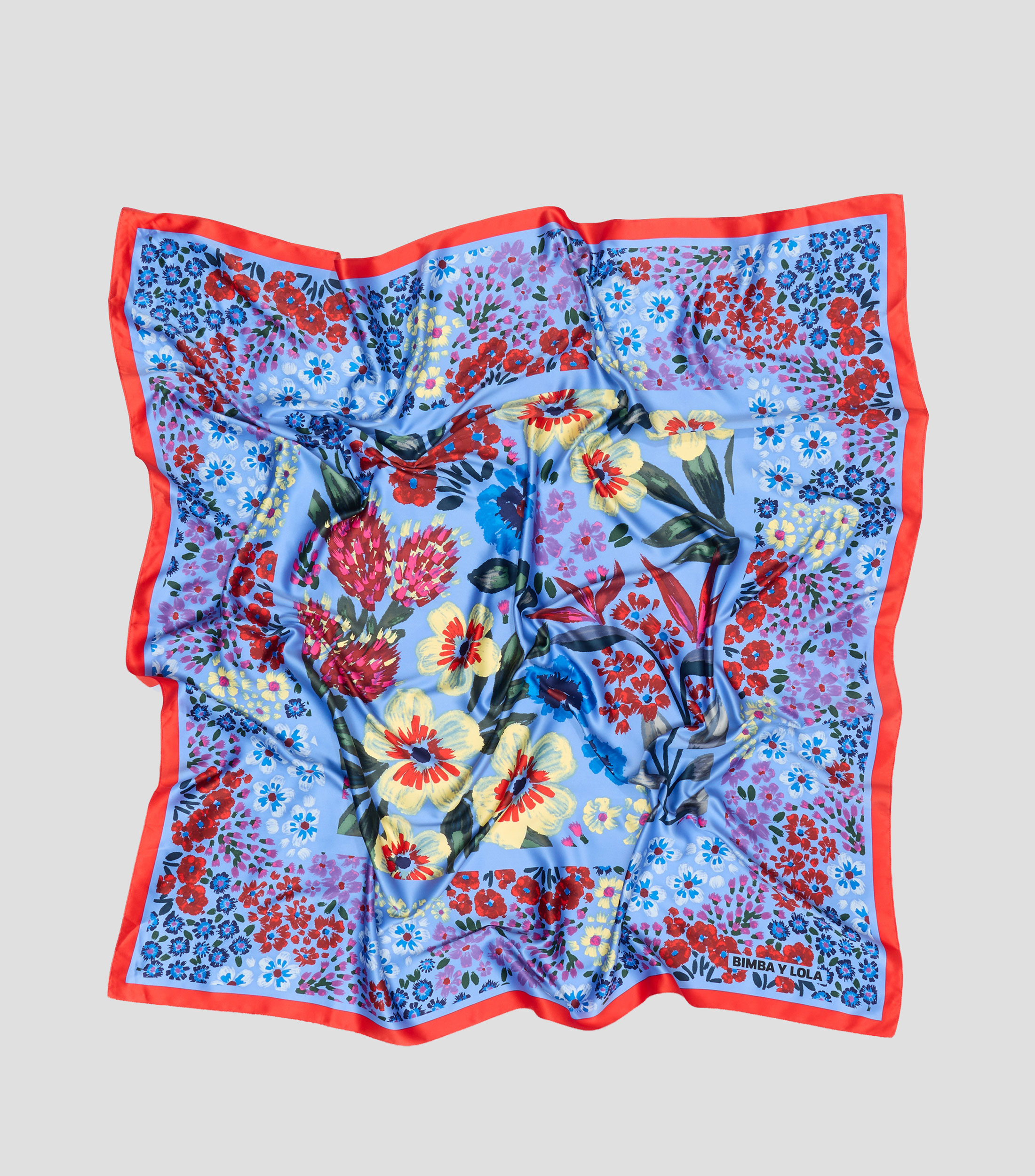 Pañuelo azul estampado flores Mujer