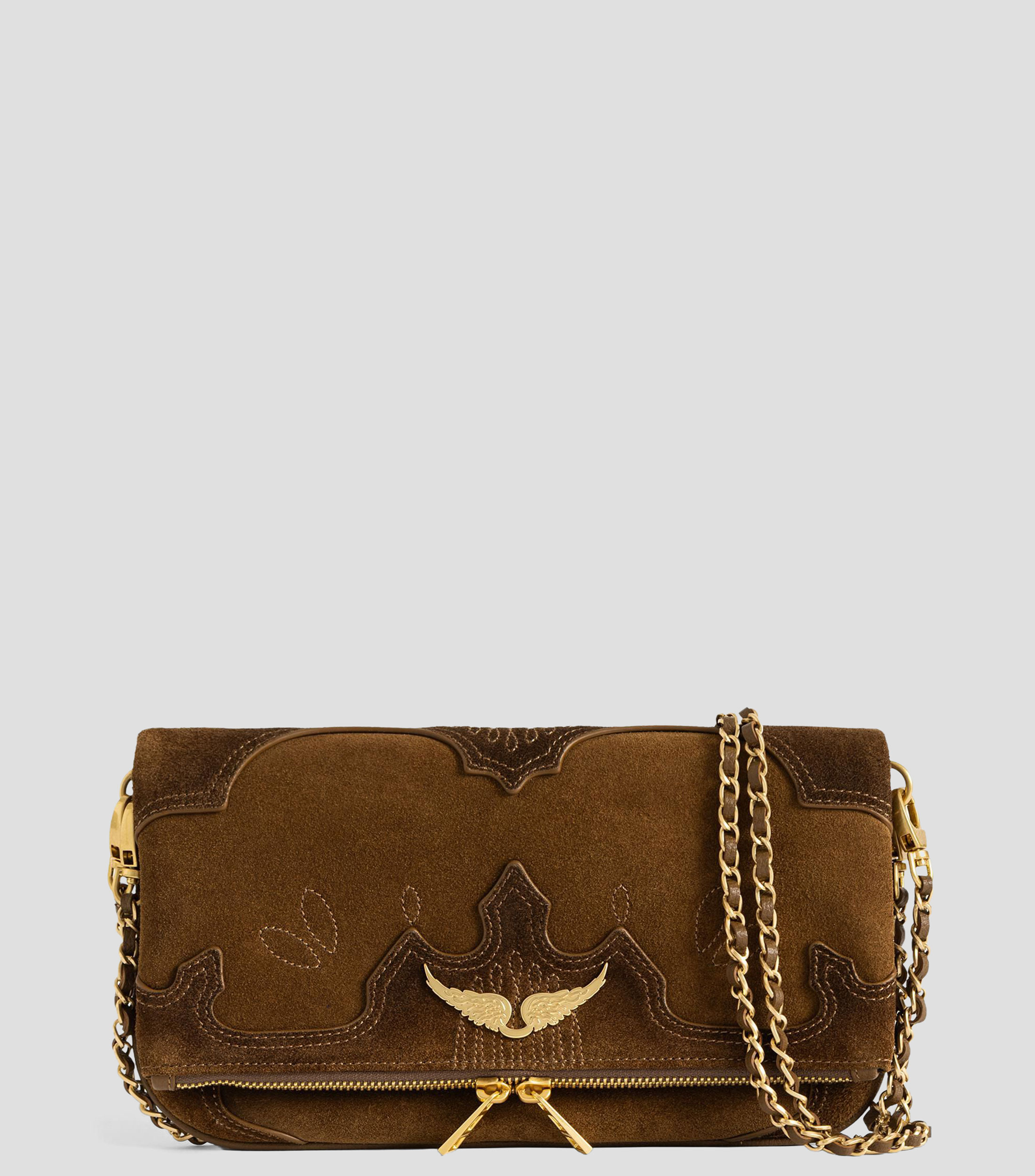 Bolsa crossbody en piel lisa con detalle decorativo Mujer