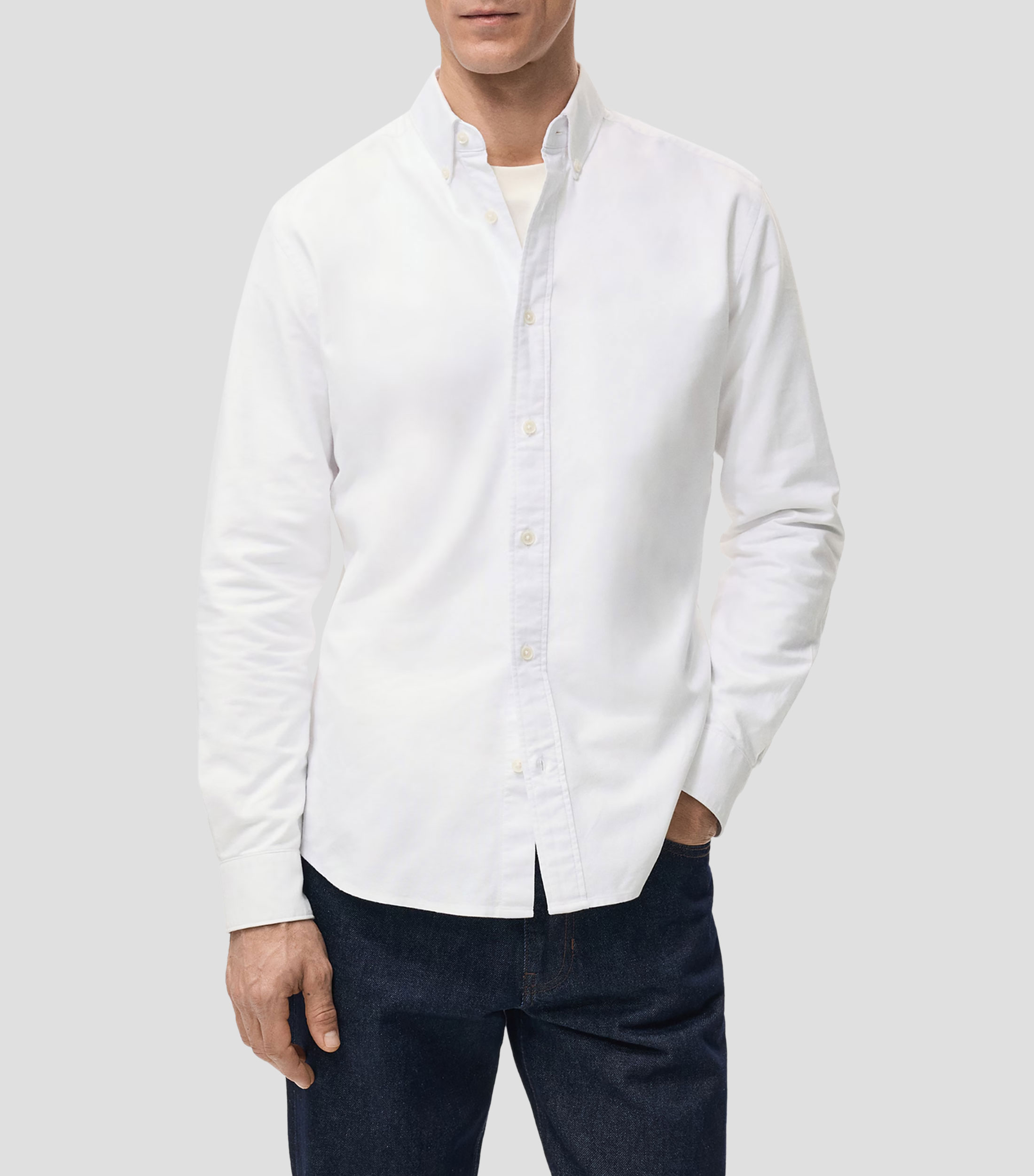 Camisa liso manga larga Hombre