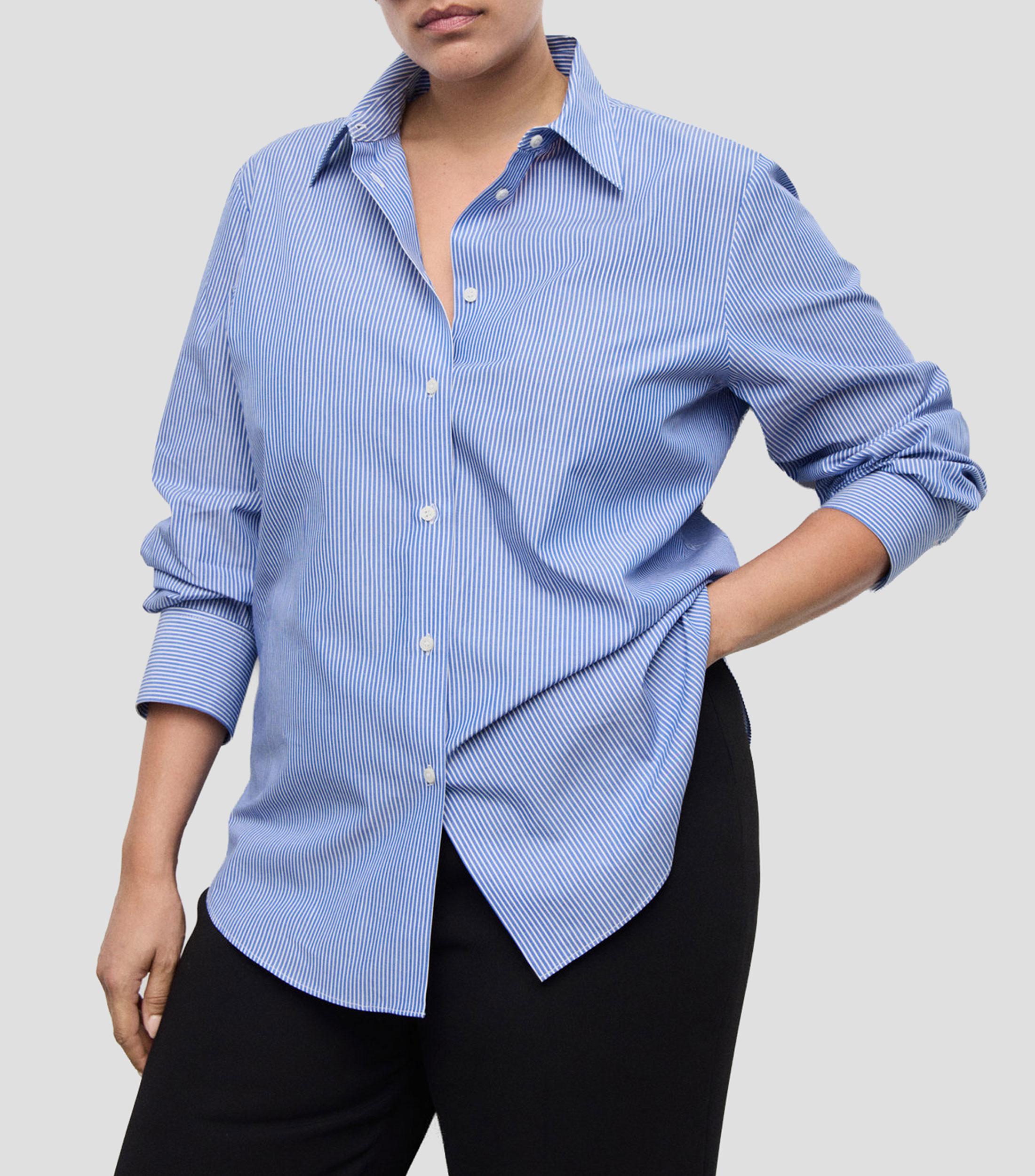 Camisa a rayas de manga larga Mujer