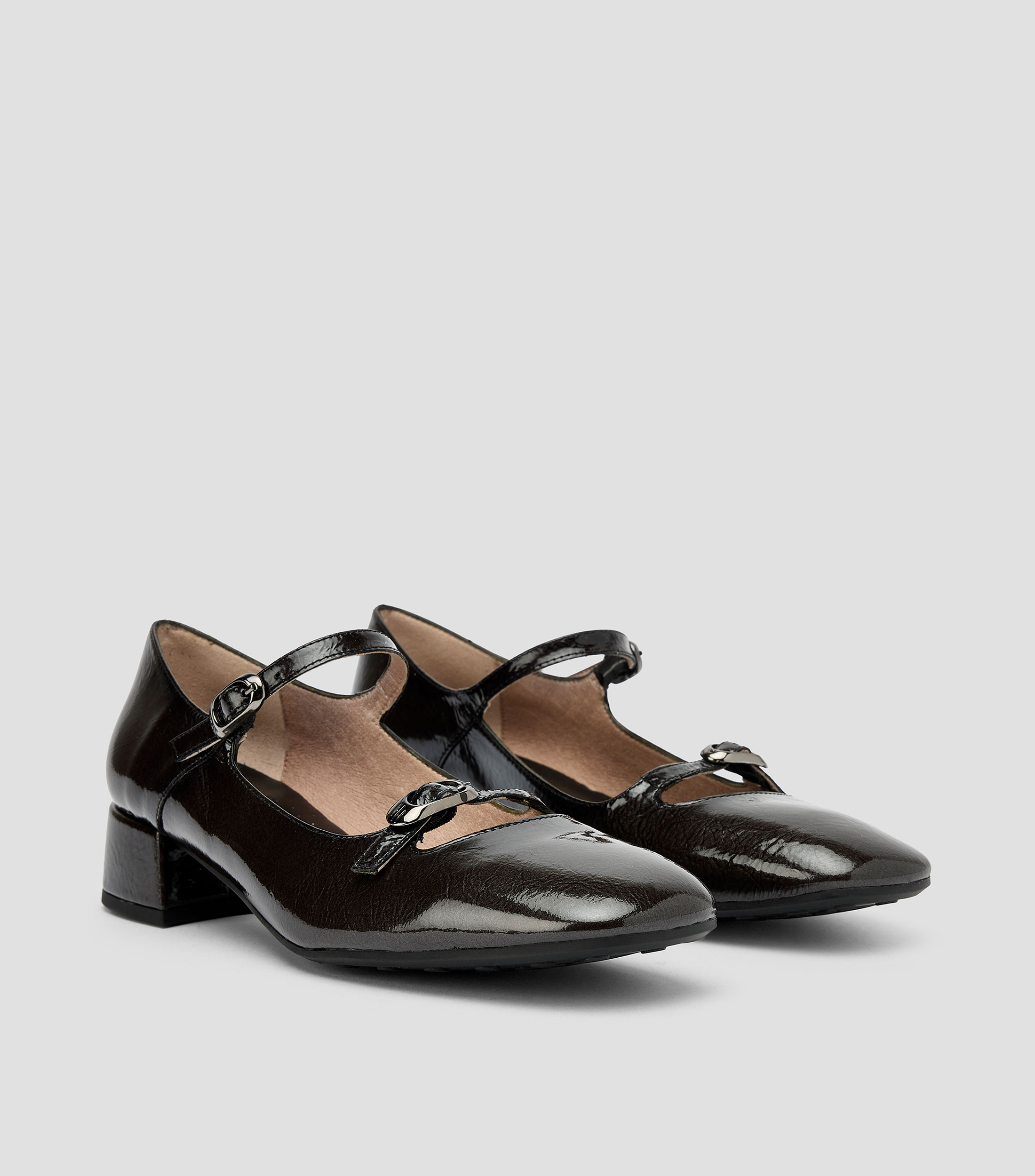 Zapatos casuales Mary jane Oporto tacón bajo ancho en piel Mujer