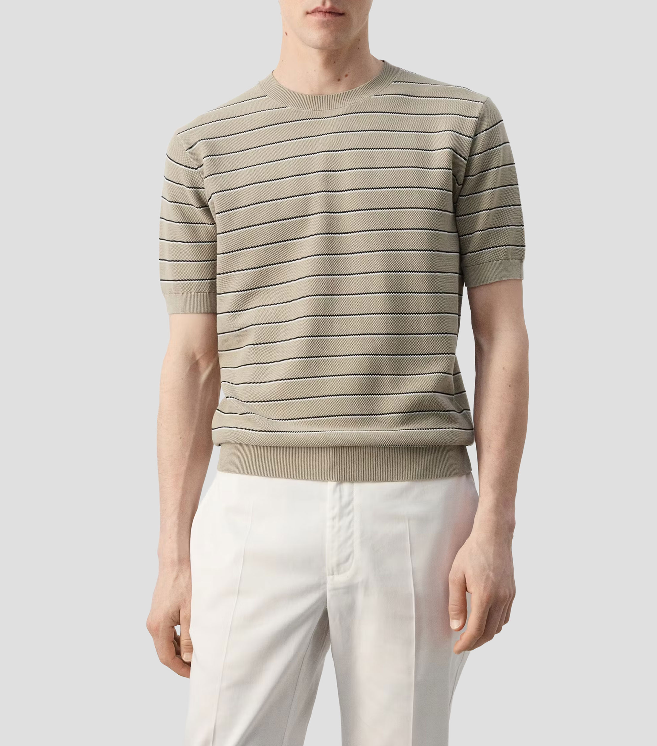 Playera cuello redondo manga corta de rayas Hombre