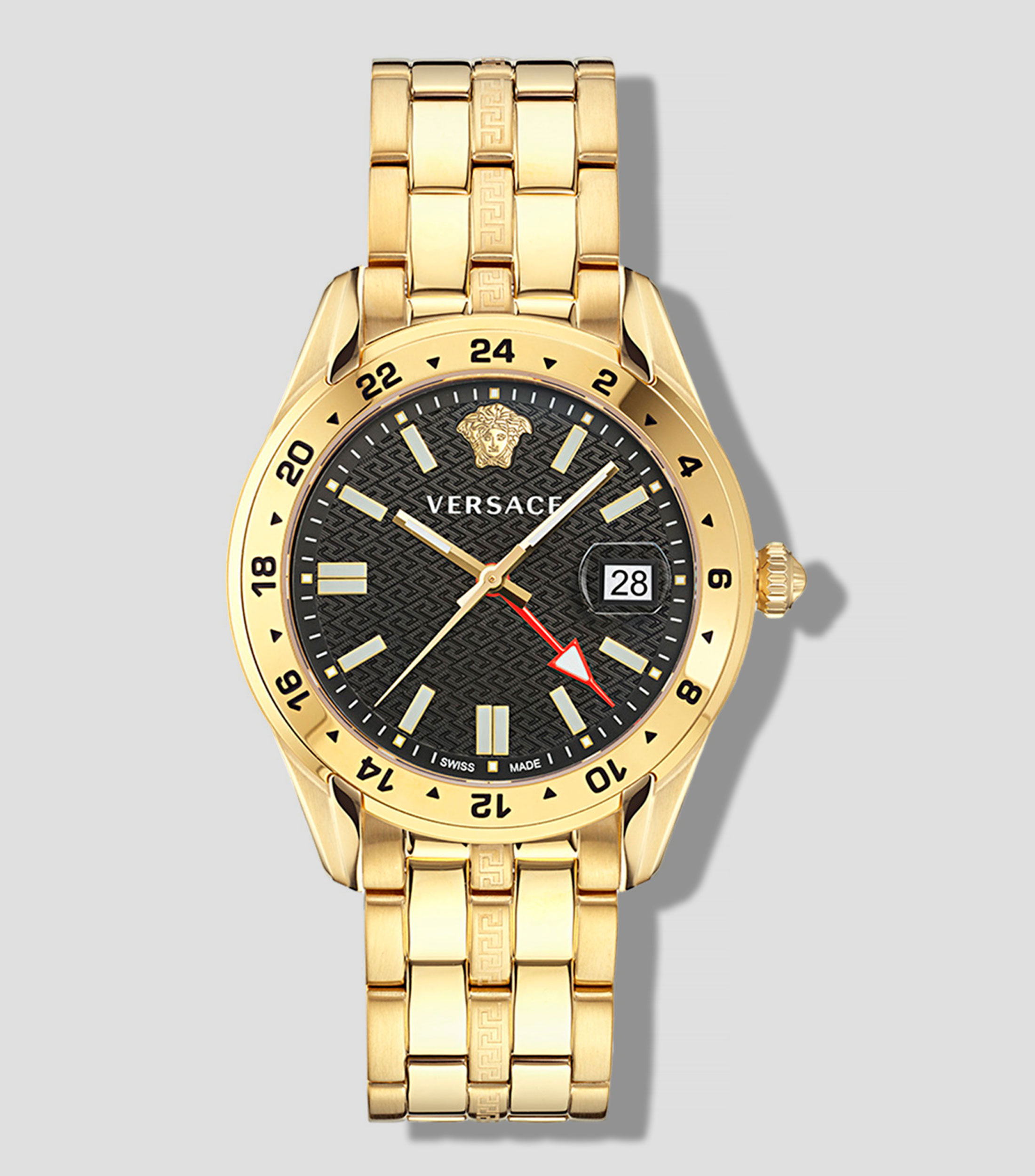 Reloj para Hombre Greca Time Gmt de vestir, Dorado