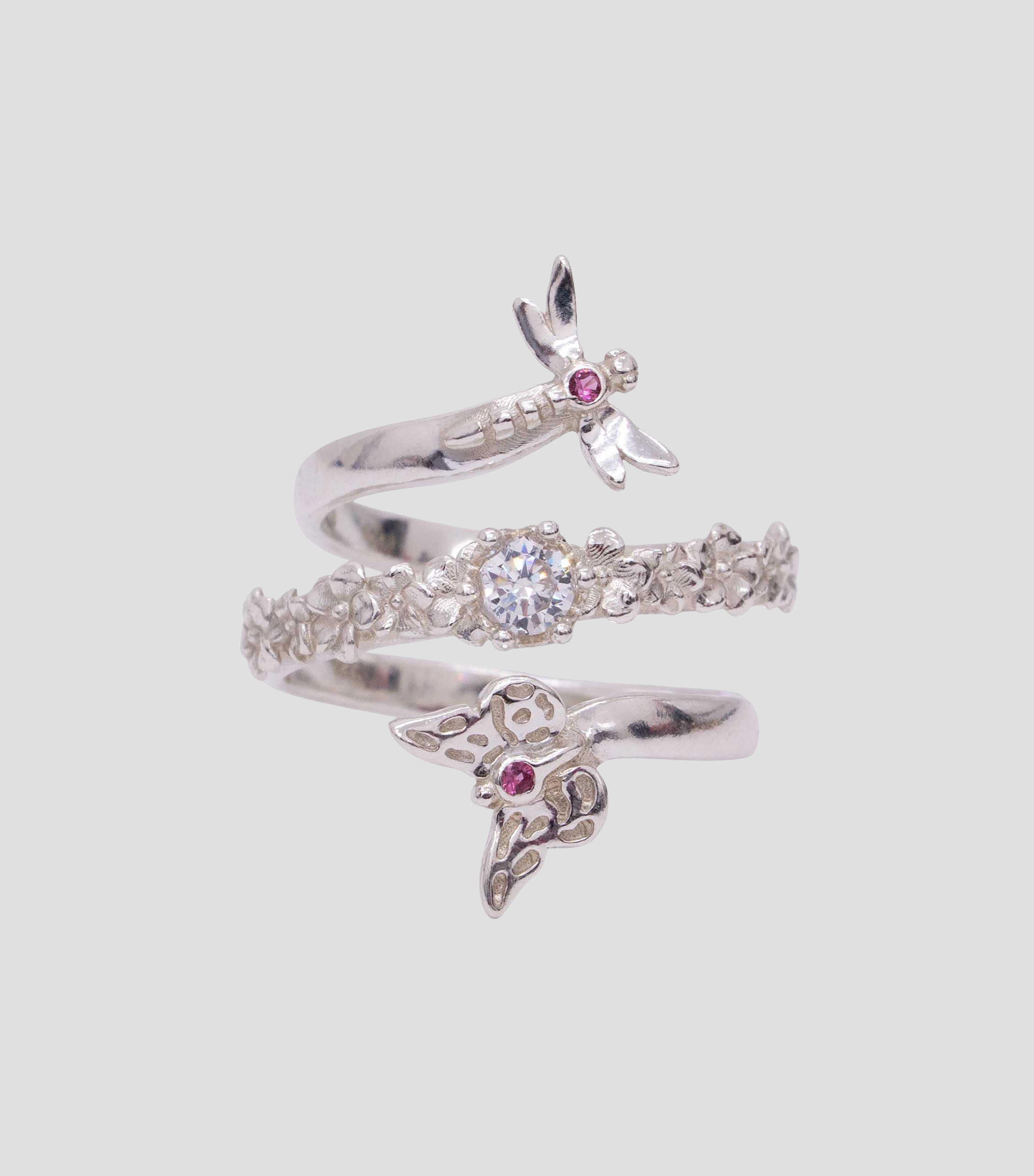 Anillo en plata .925 en forma de espiral con incrustaciones Mujer