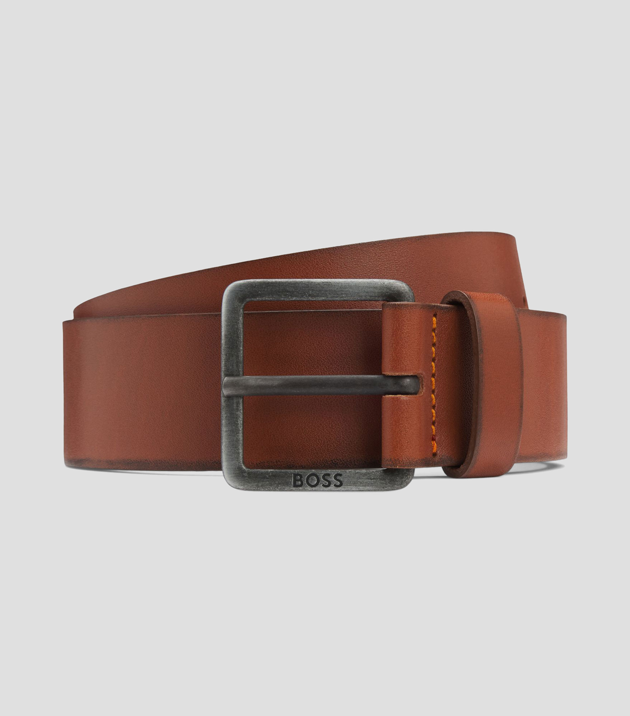 Cinturón de piel con hebilla con logo Hombre