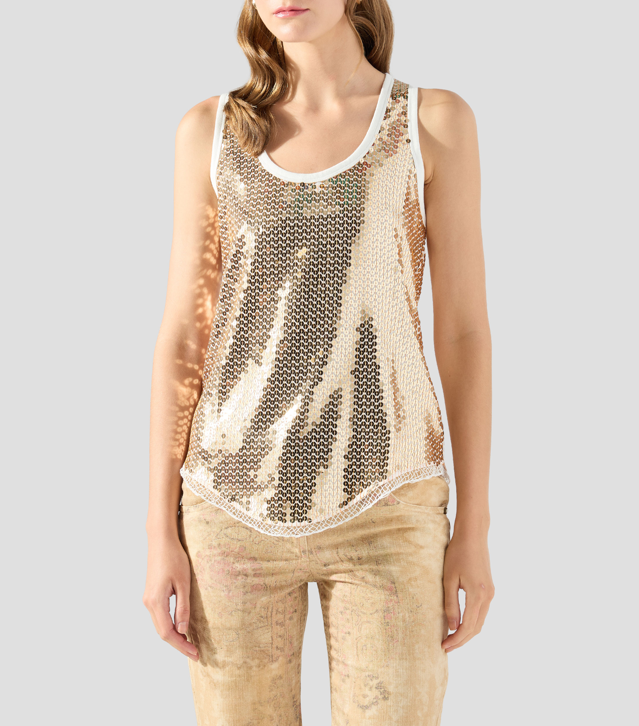 Blusa con lentejuelas y sin mangas Mujer