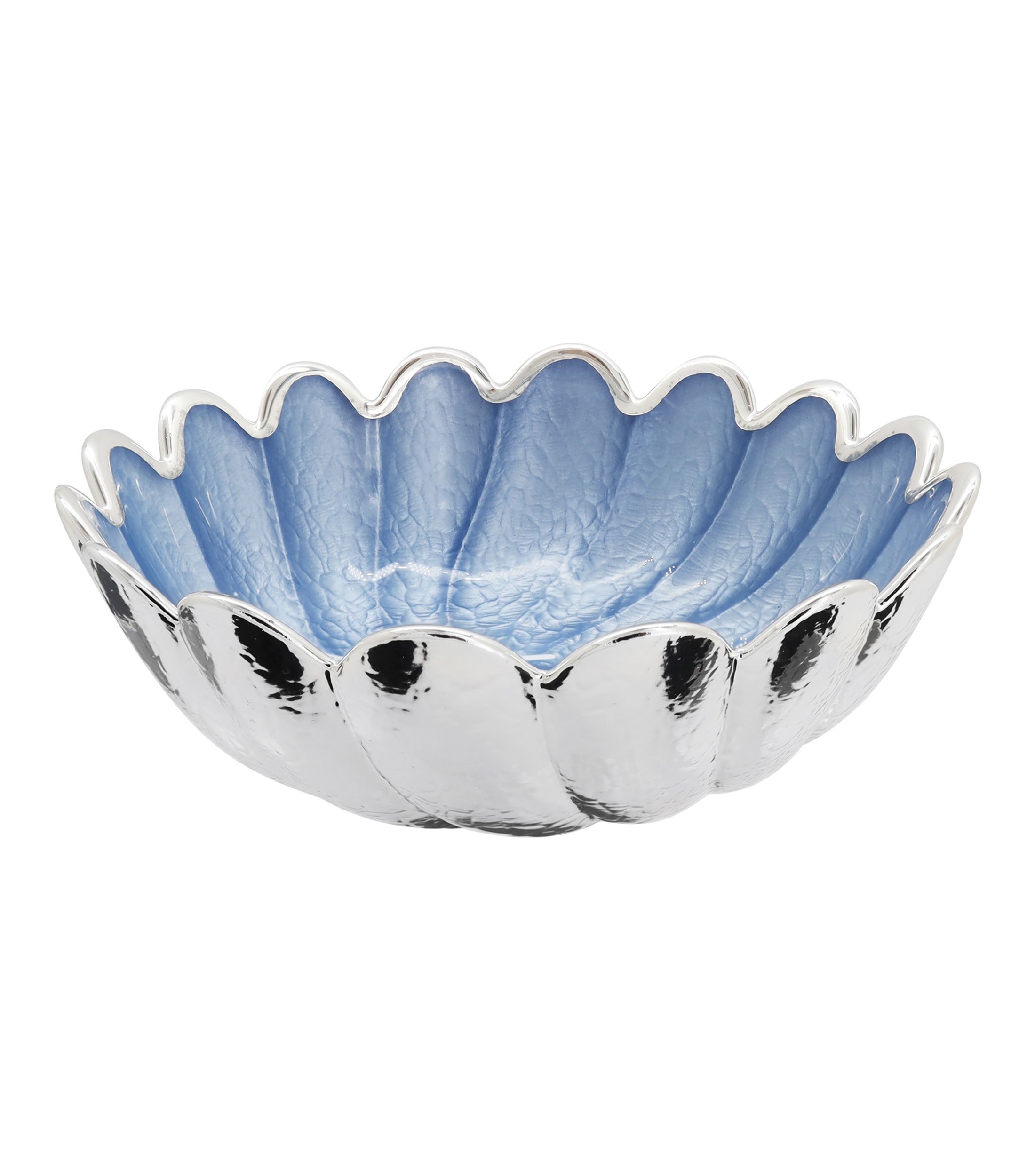 Centro de Mesa celeste en plata