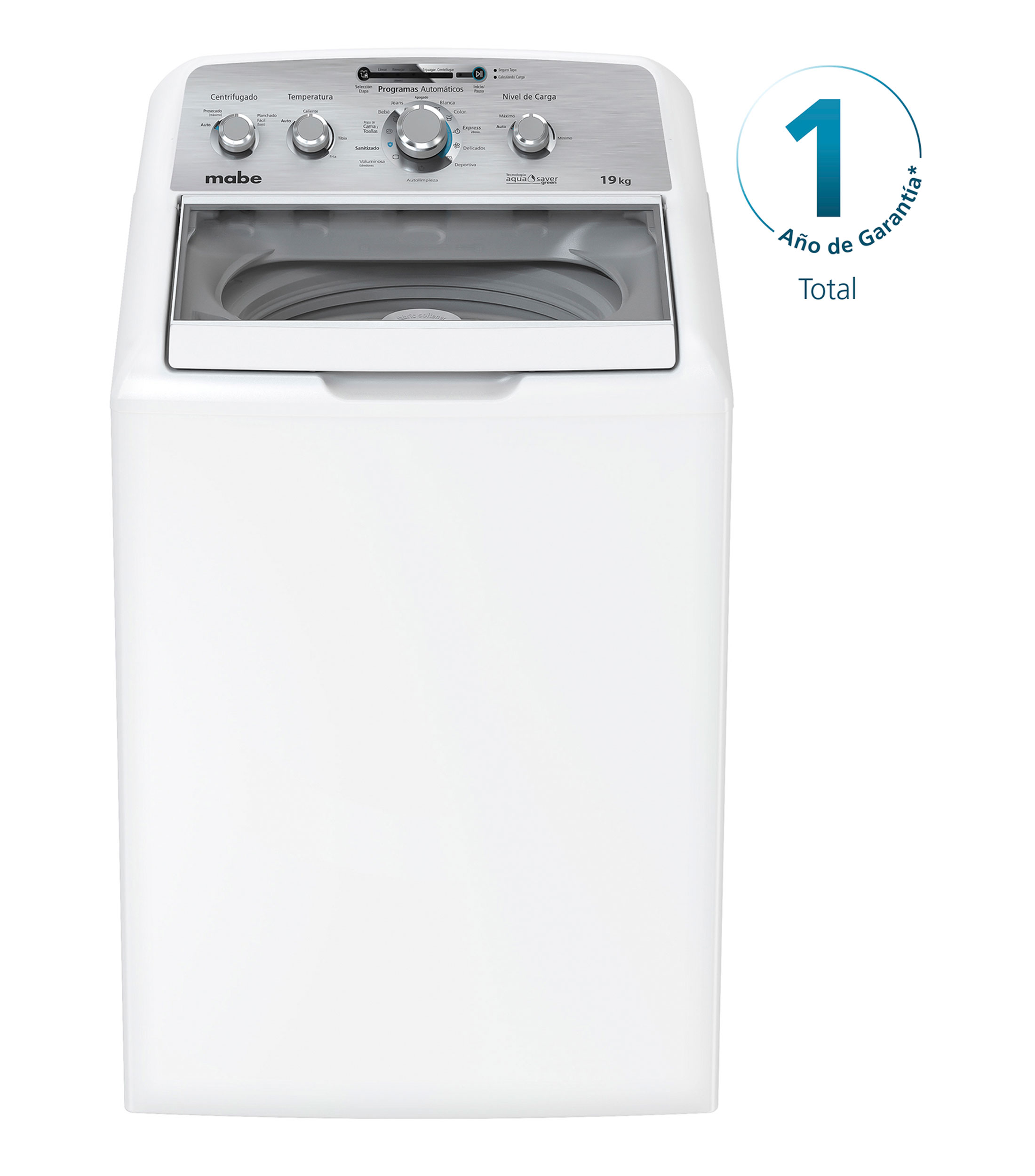 Lavadora automática 19 kg carga superior