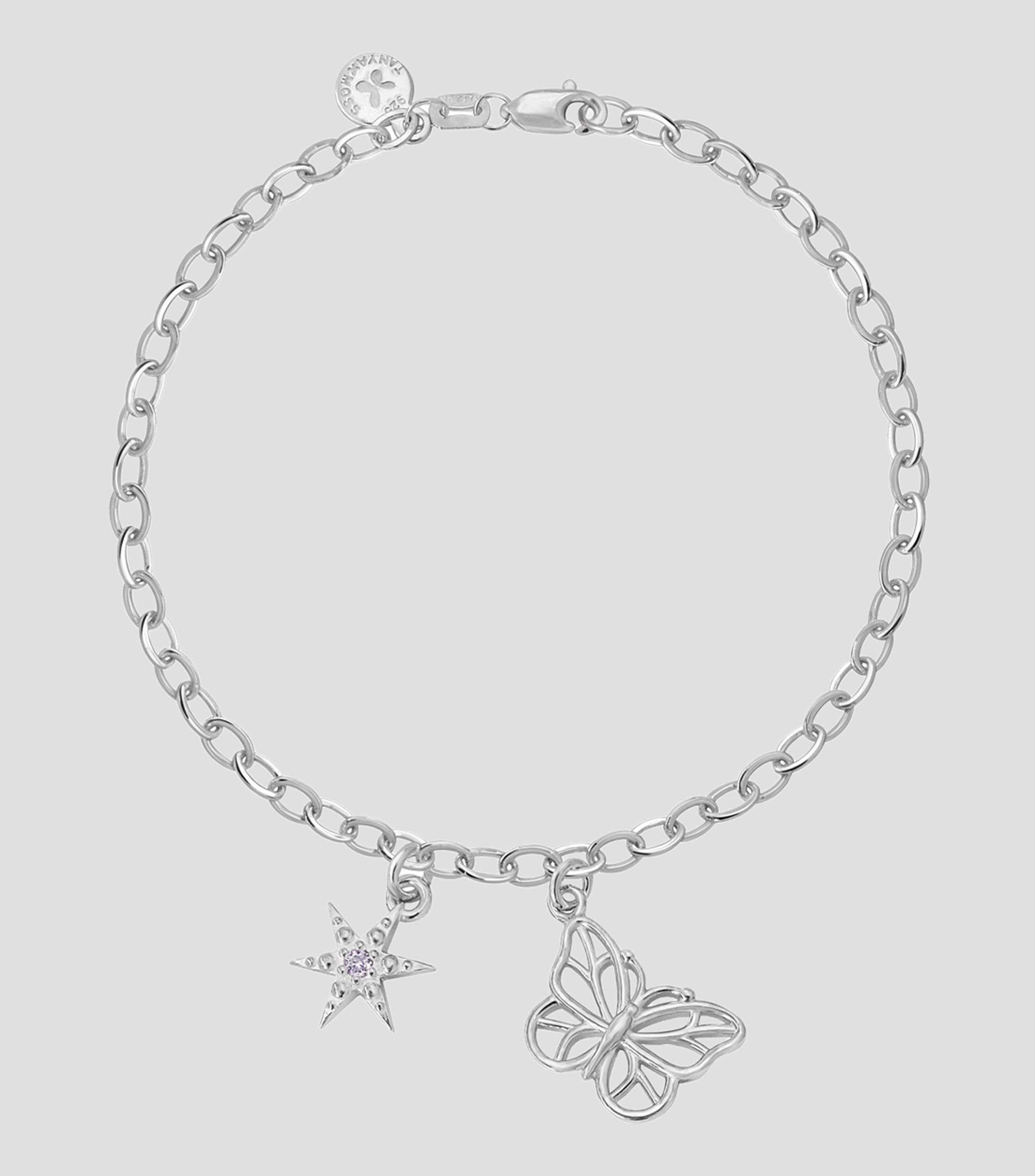 Pulsera en plata .925 Mariposa y estrella con zirconia Mia Hombre