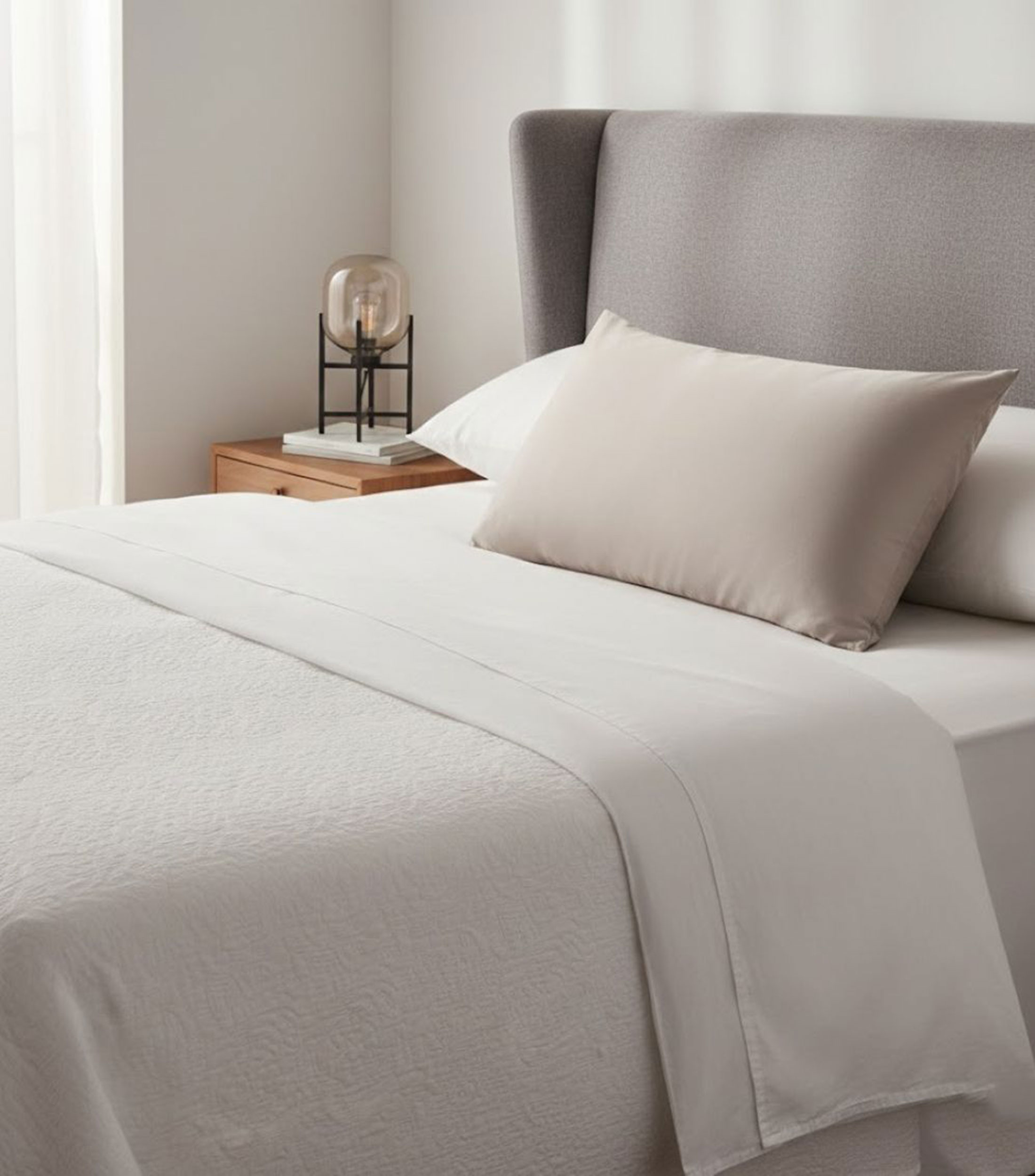 Set de Fundas para Almohada King Size en algodón Gris