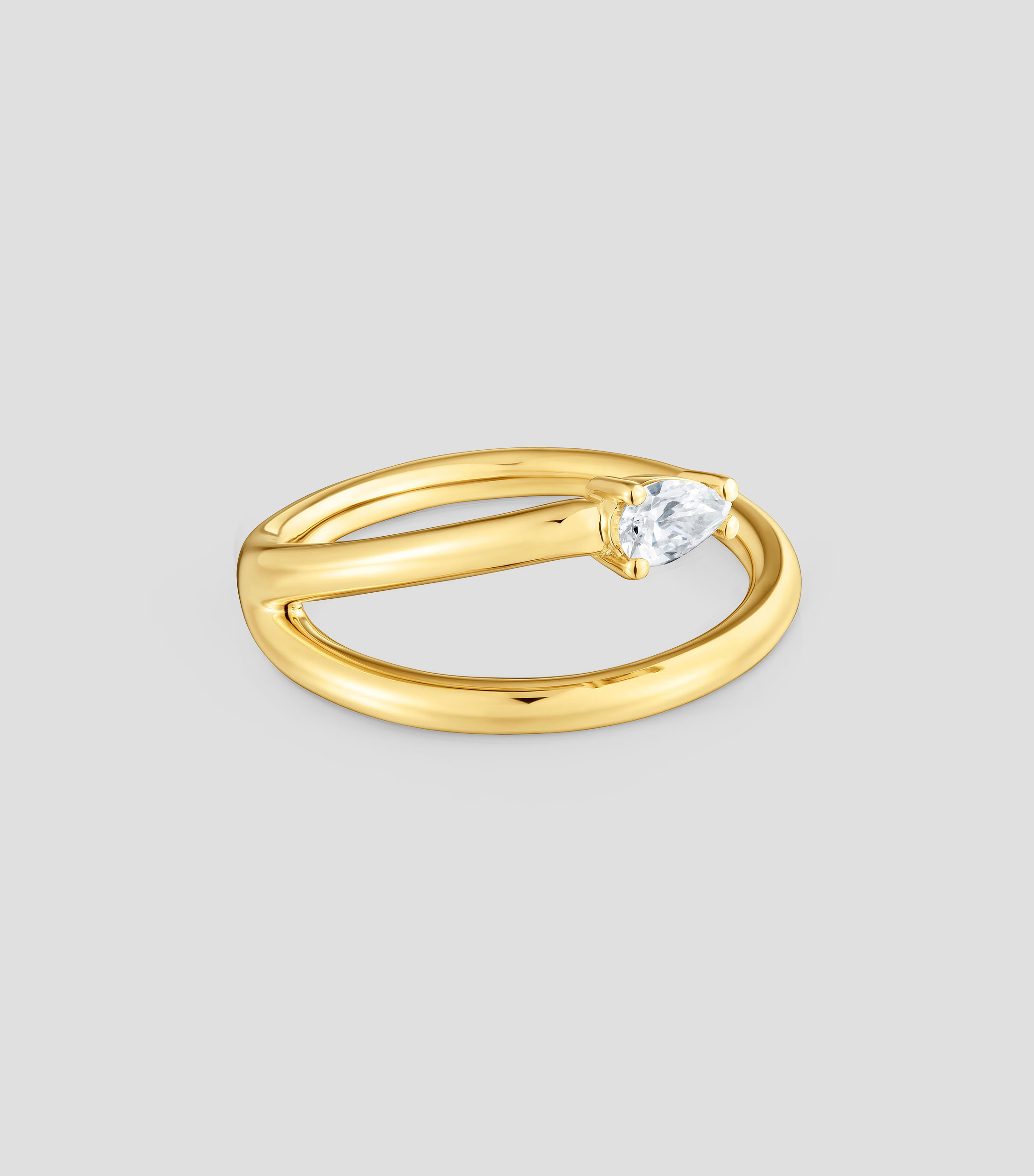 Anillo en plata .925 ondulado con diamante de laboratorio Mujer