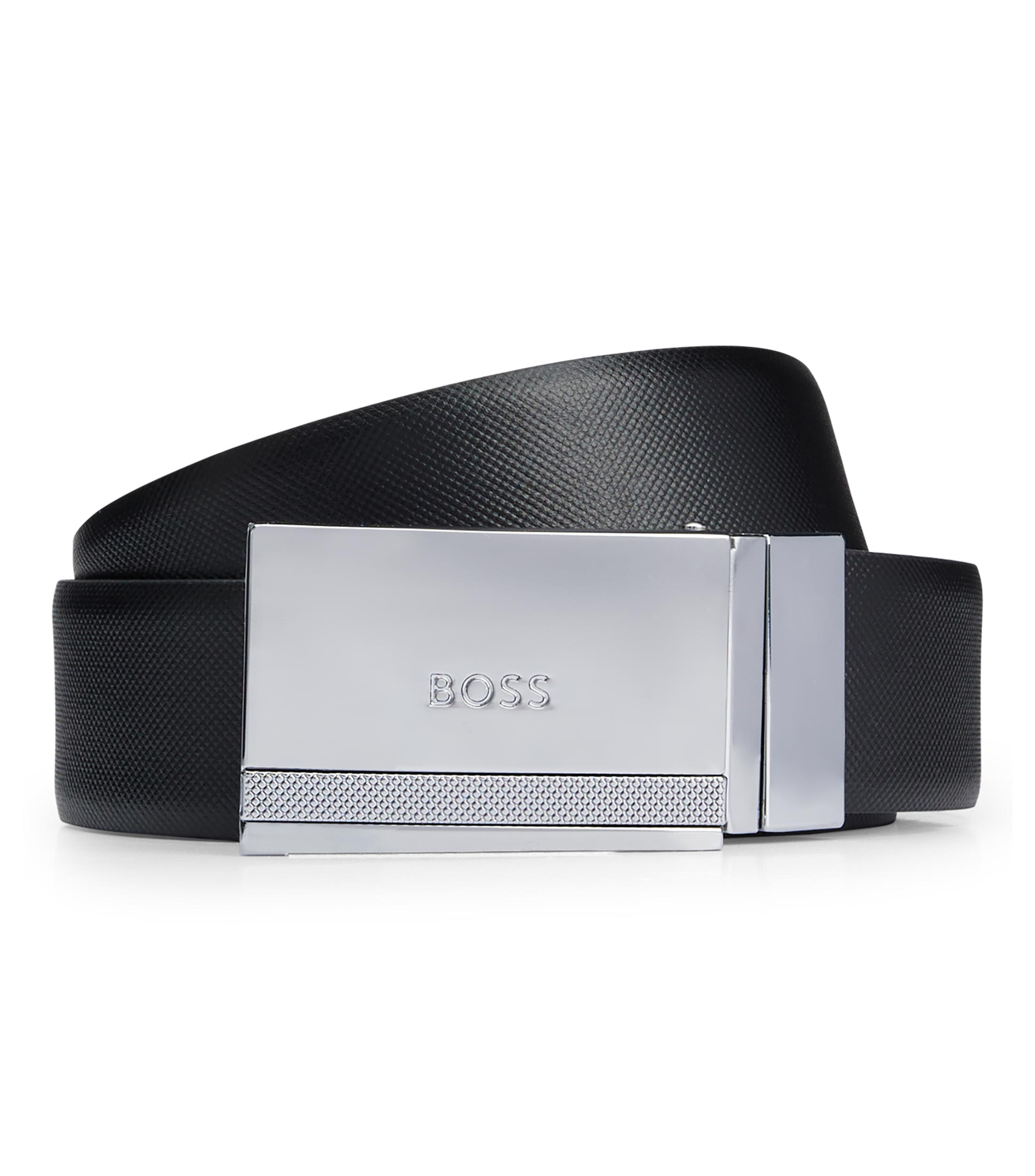 Hugo Boss BOSS Cinturu00f3n De Piel Italiana Con Logo Grabado En