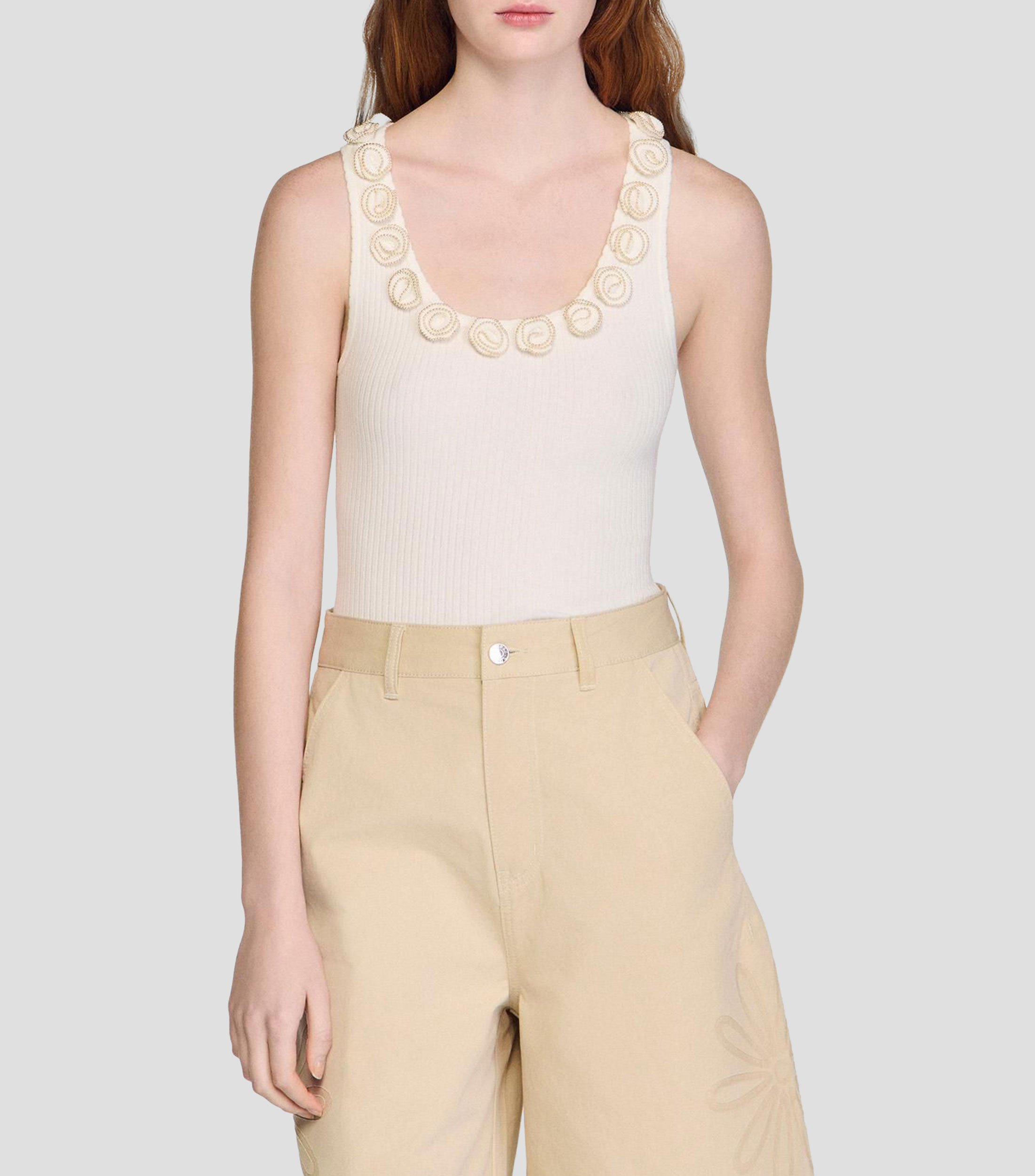 Blusa lisa sin mangas Mujer