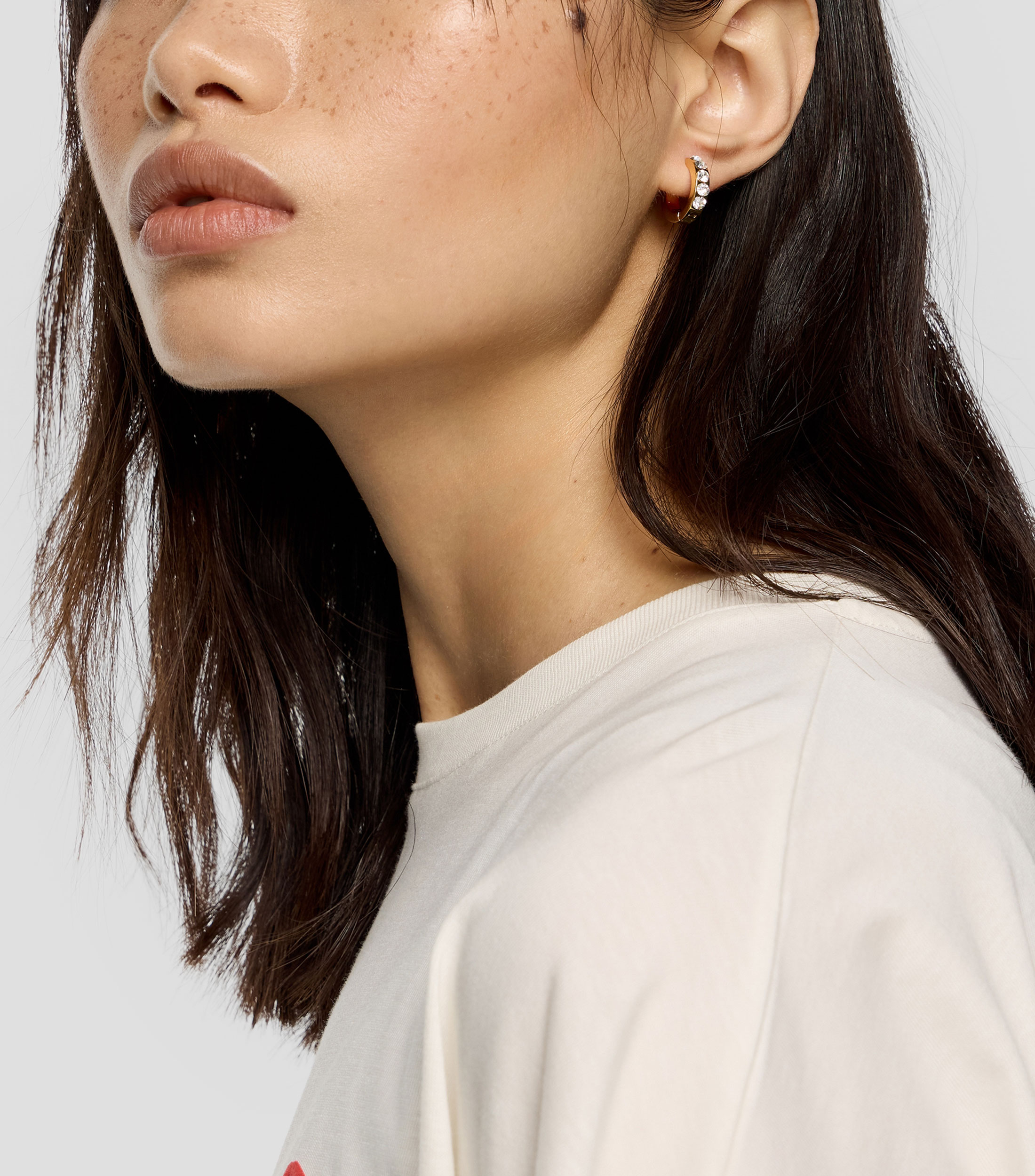 Aretes aro con cristales Mujer