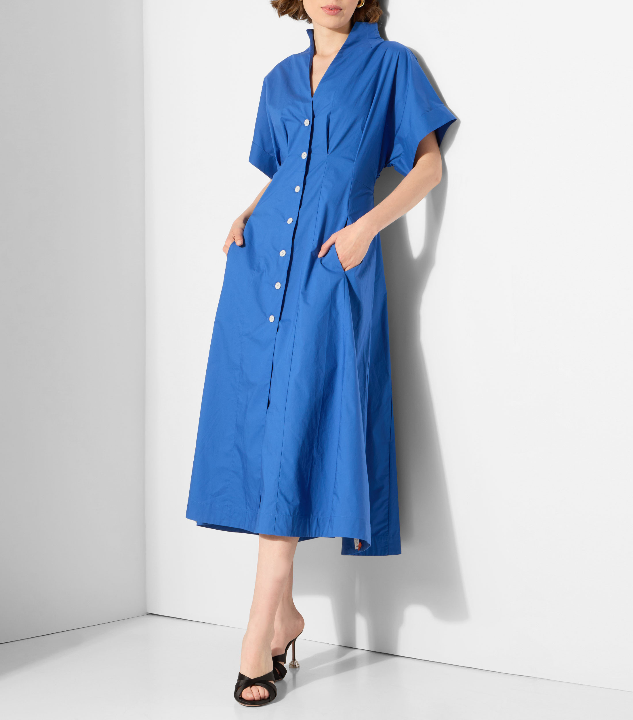 Vestido midi liso Mujer