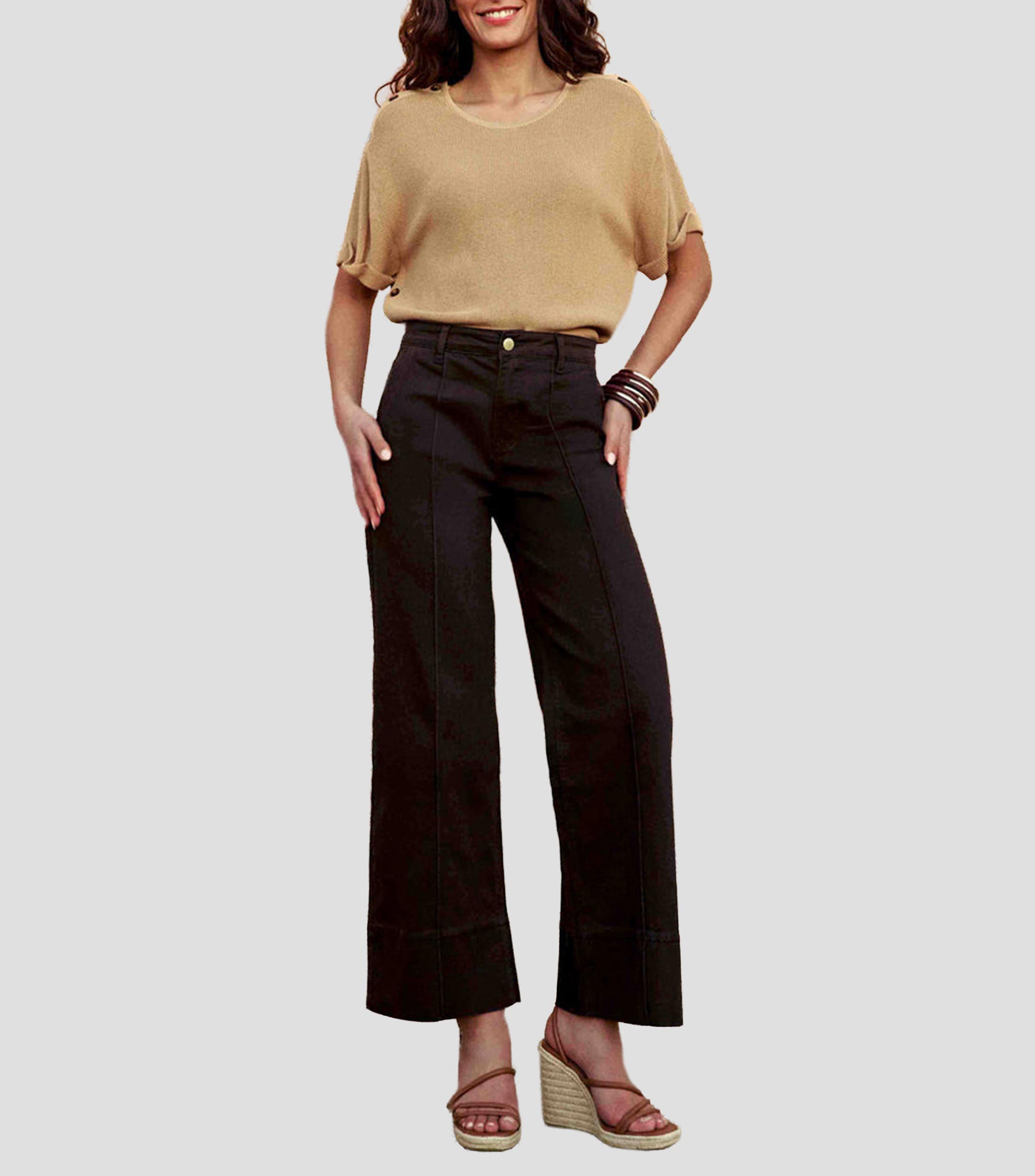 Blusa lisa manga corta Mujer