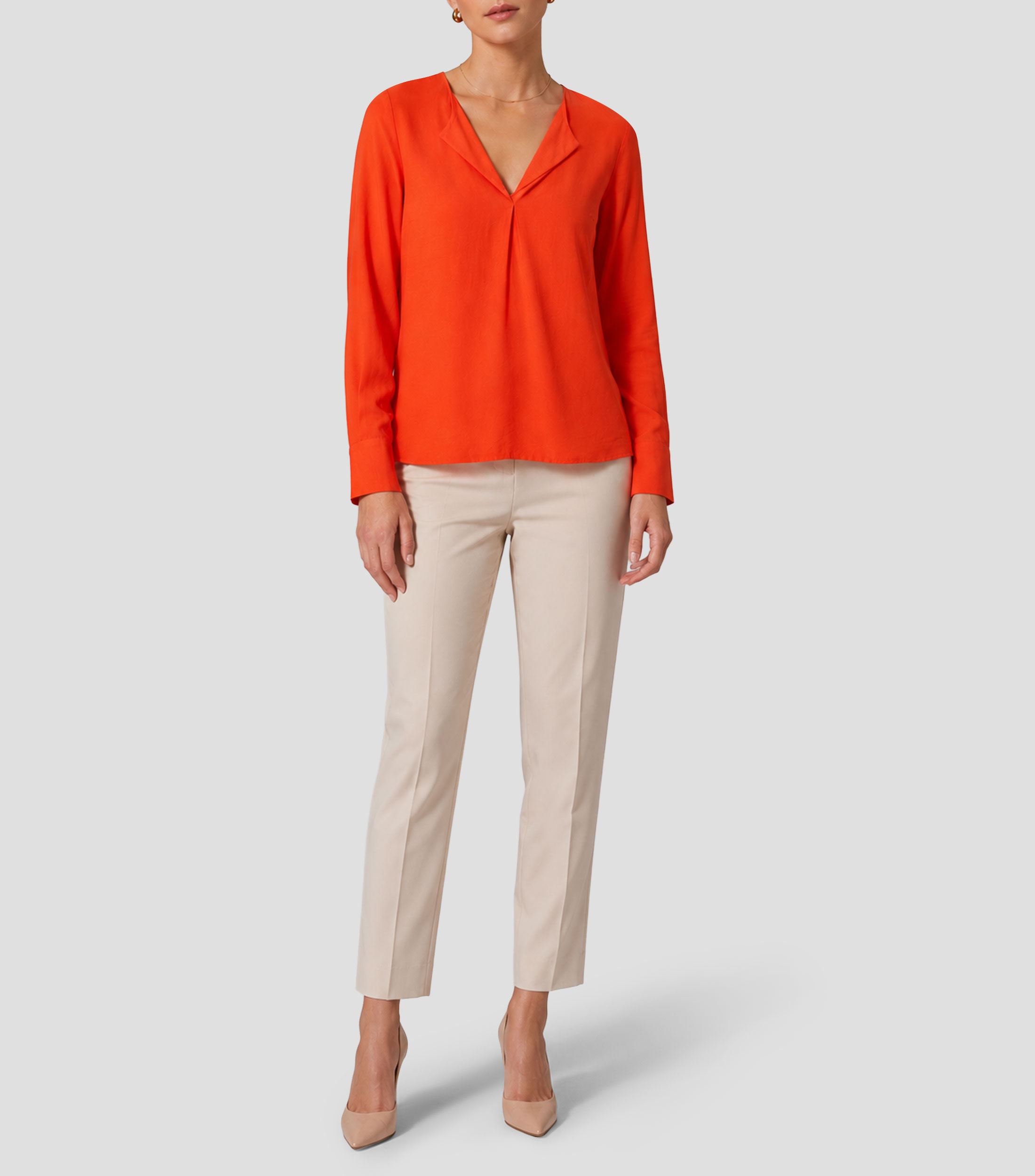 Blusa lisa manga larga Mujer