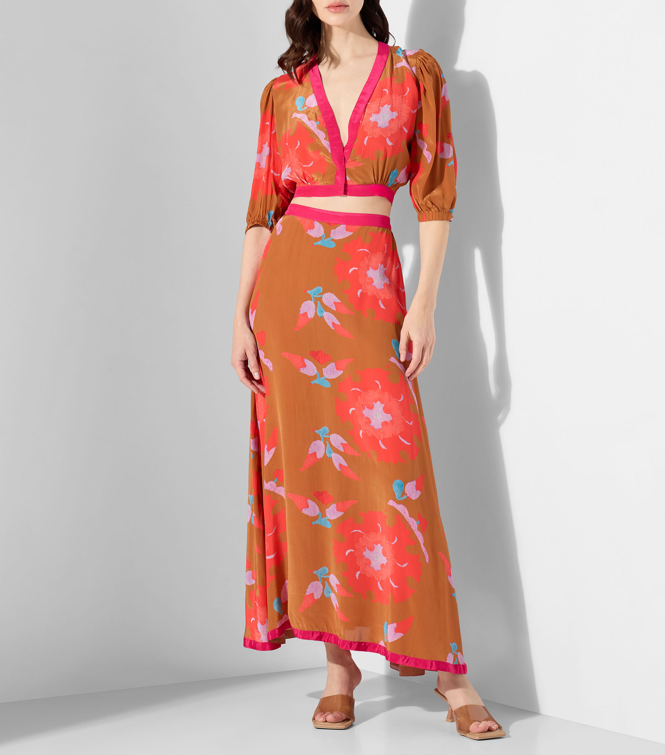 Camisa estampada manga 3/4 Mujer