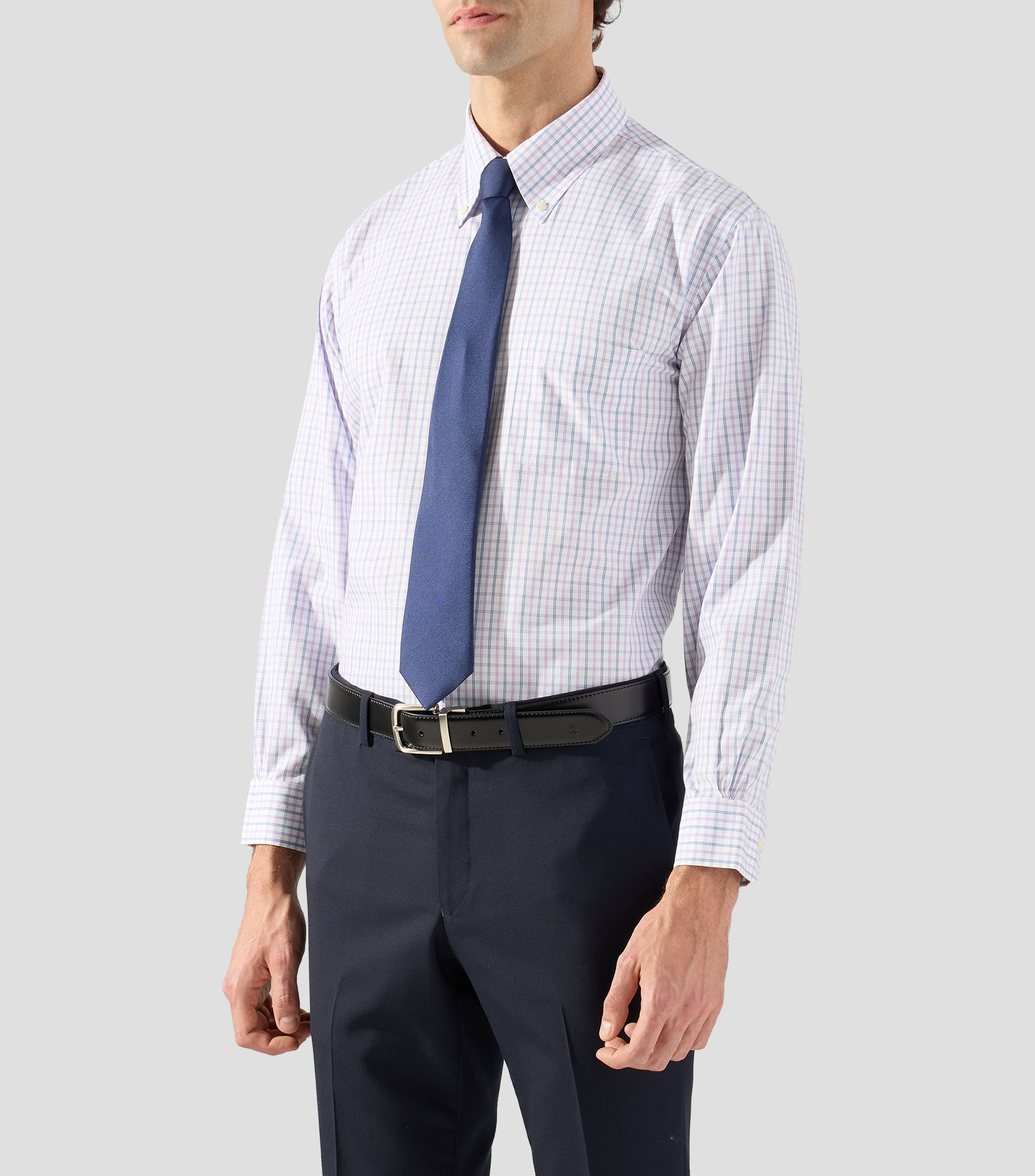 Camisa de vestir con cuadros y manga larga Hombre