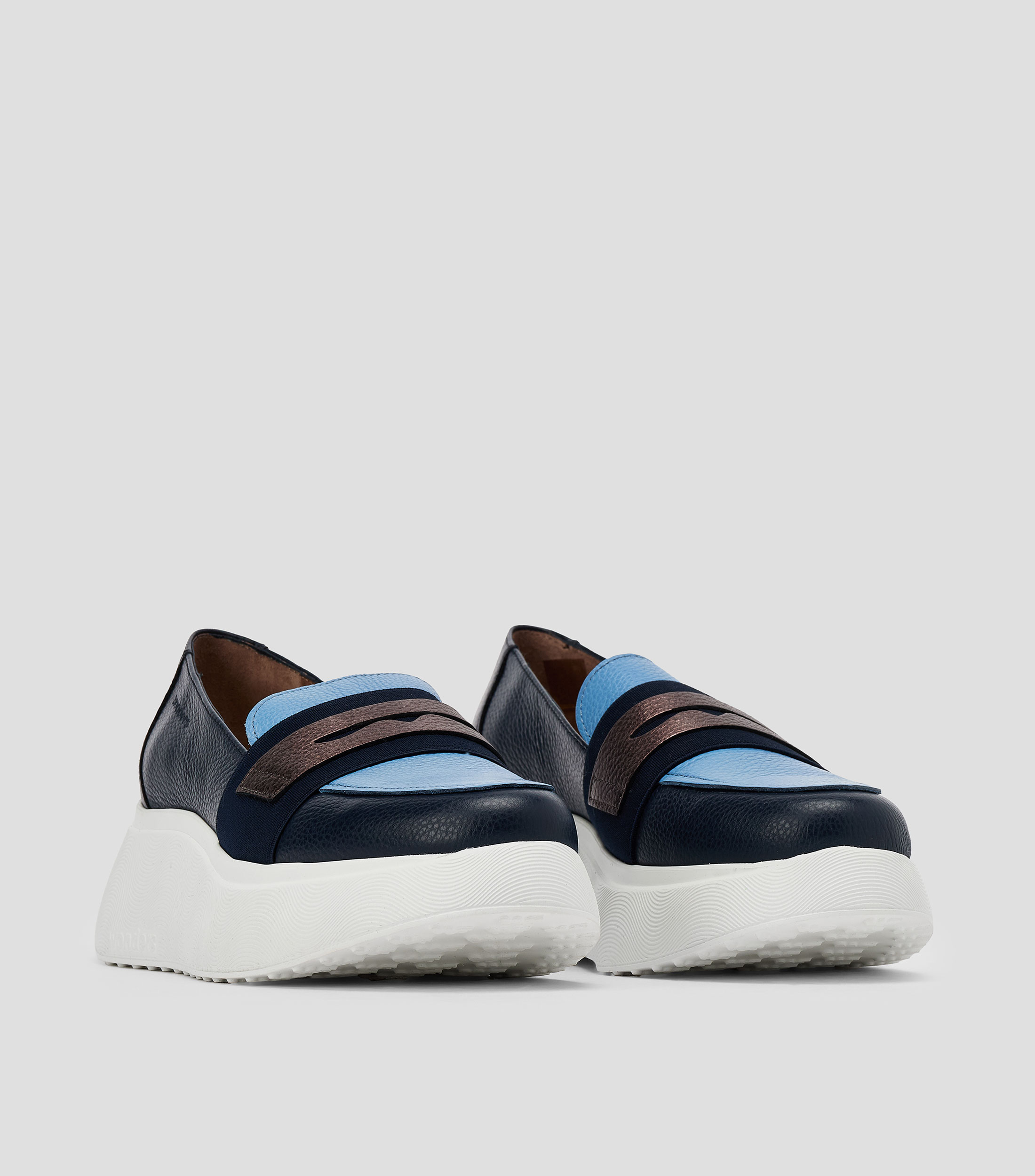 Mocasines de piel con plataforma Mujer