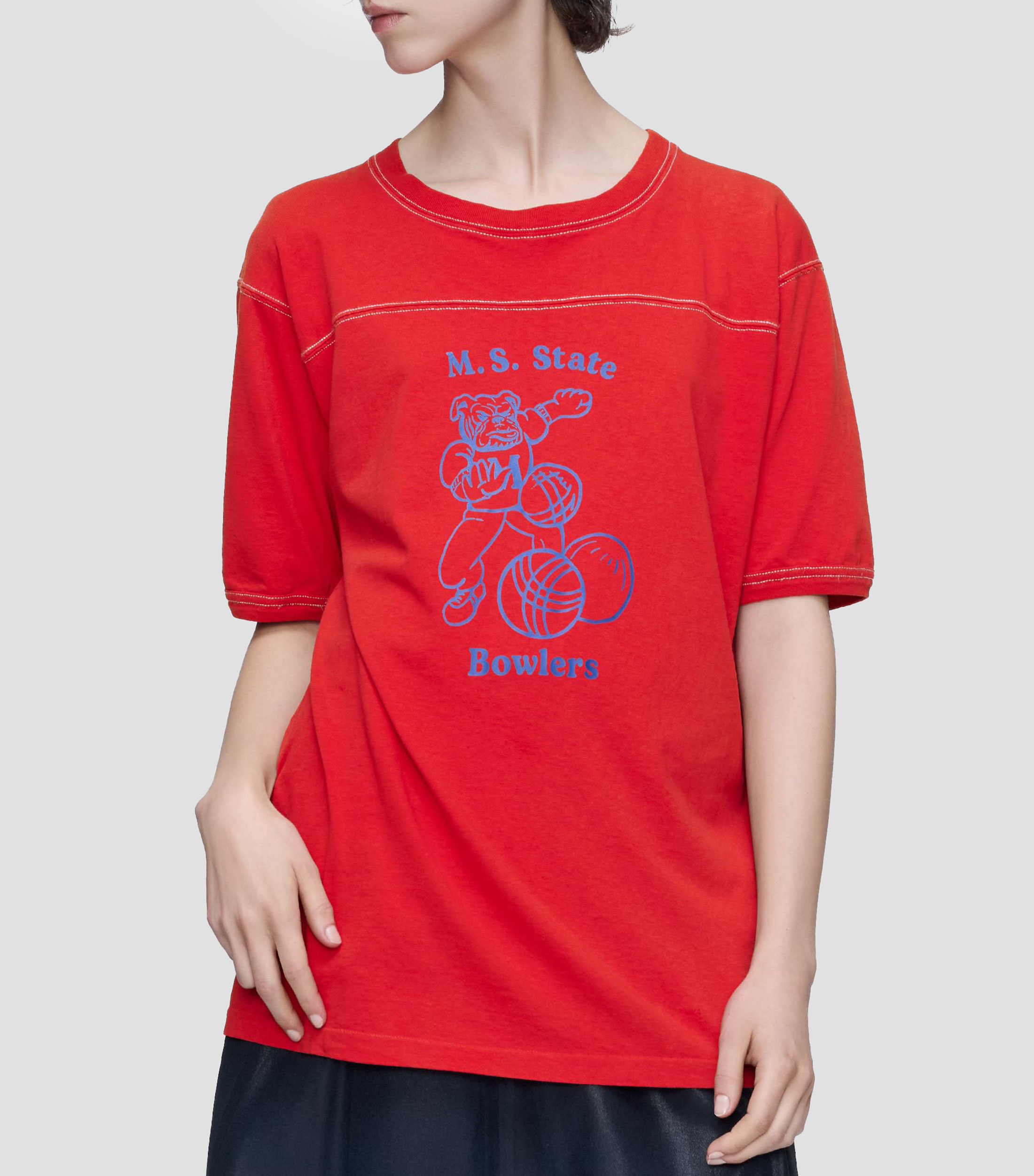 Playera cuello redondo manga corta estampada Mujer