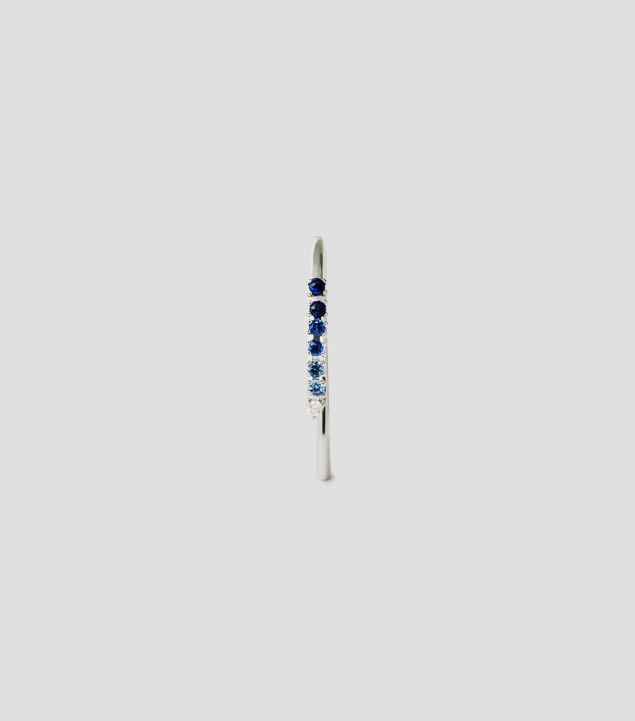 Pendiente individual en oro blanco de 9 Kilates con zafiros azules y diamantes Great Three Mujer