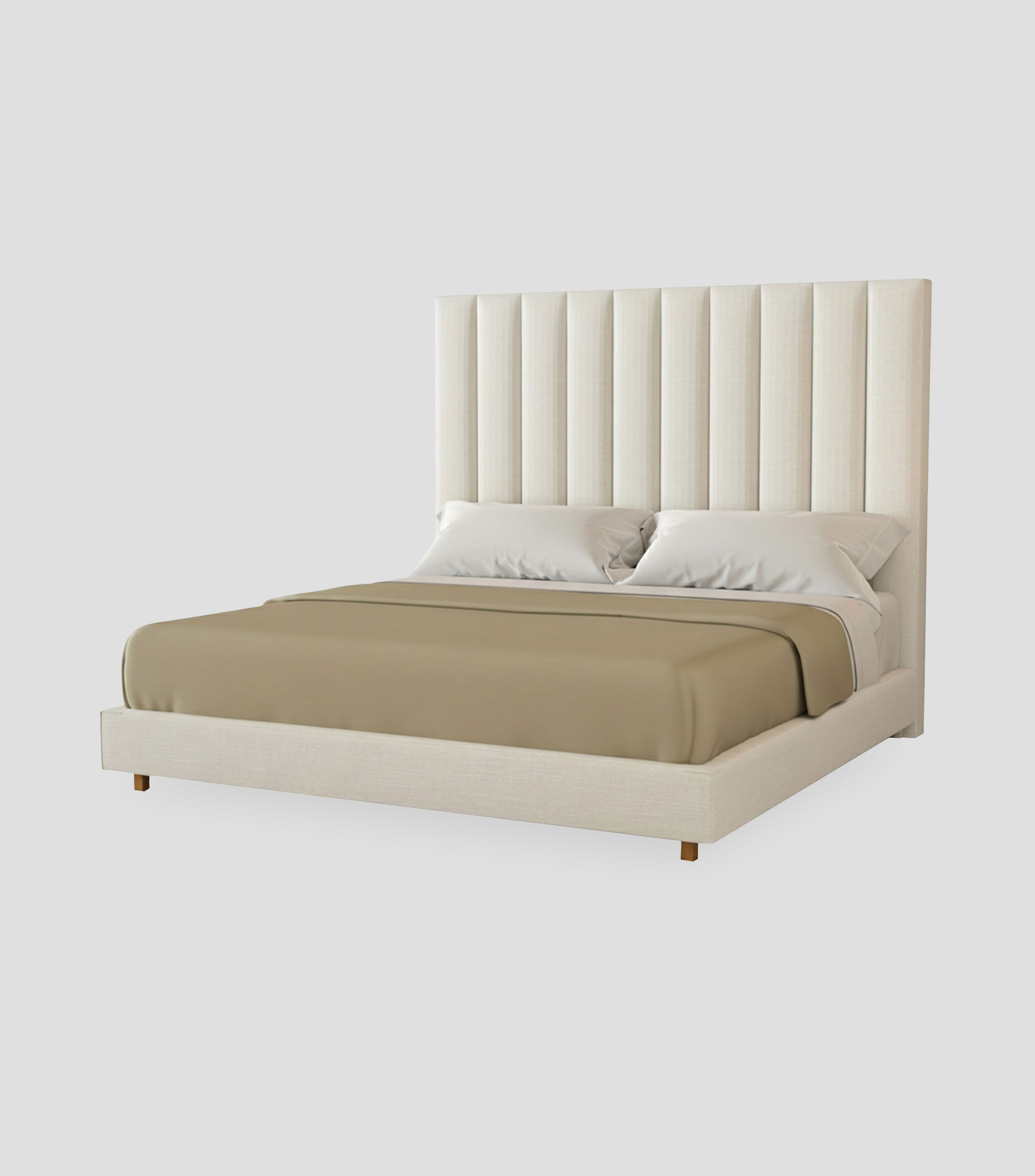Cama King Size Alta Old Canvas Taupe en tela