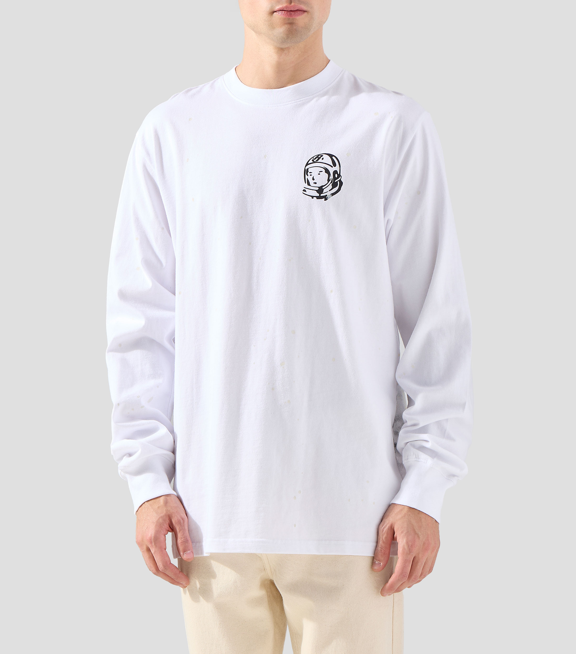 Playera de cuello redondo con manga larga estampada Hombre