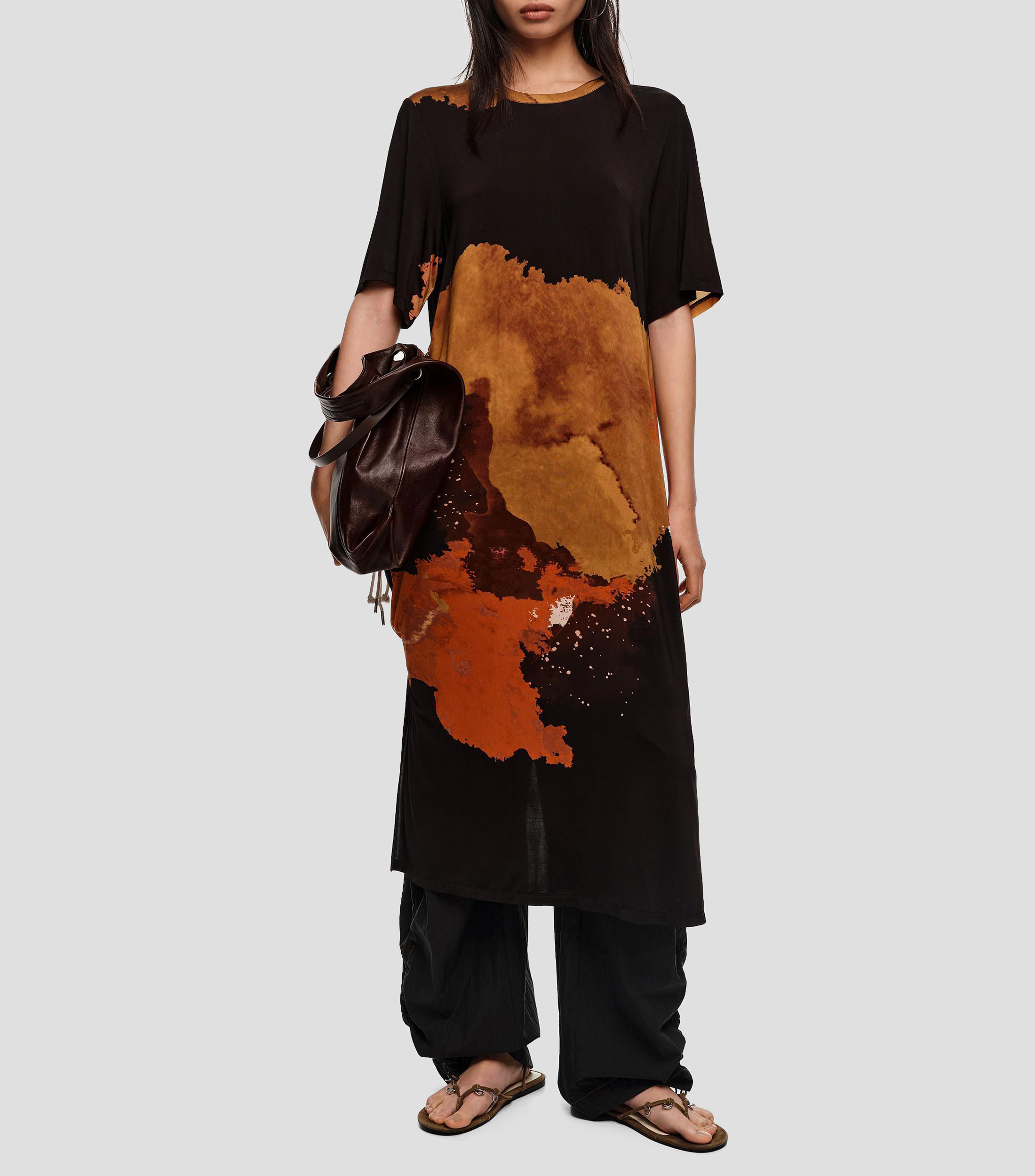 Vestido midi fluido estampado Mujer