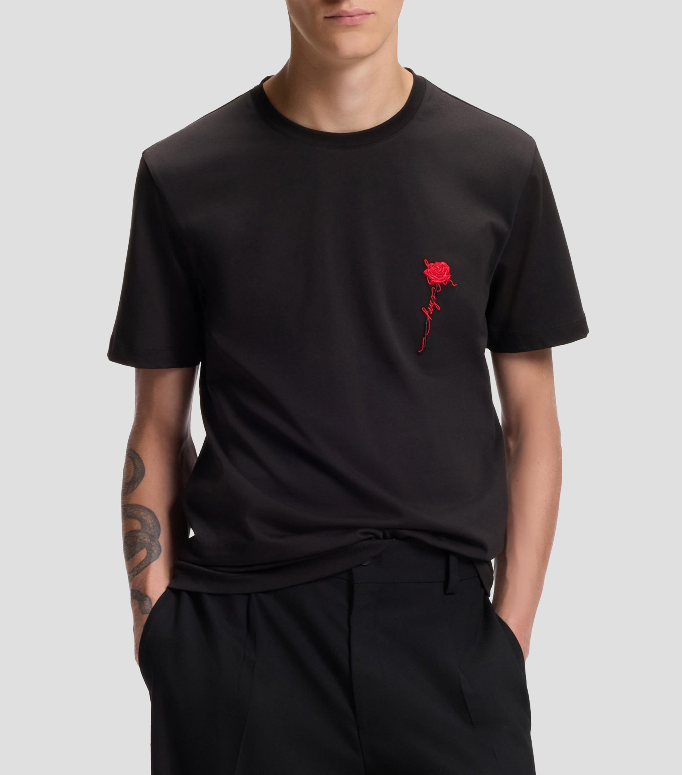 Playera de algodón con logotipo bordado Hombre