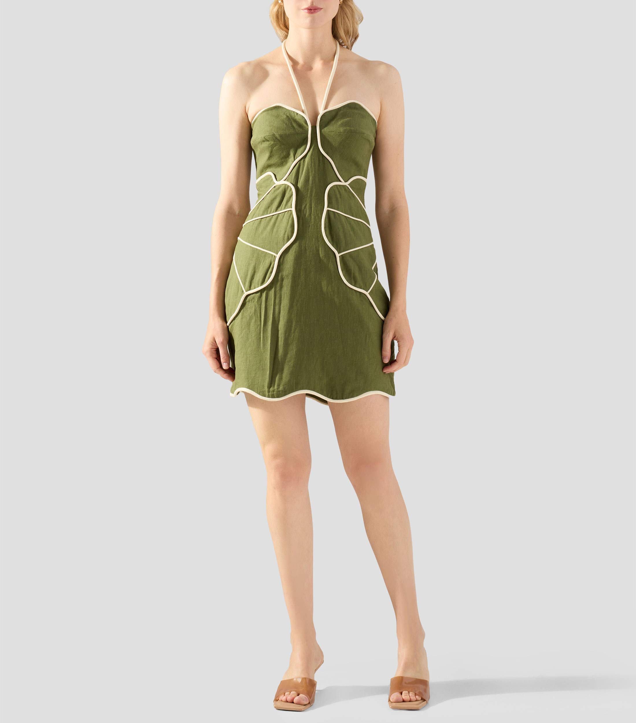 Vestido corto liso Mujer