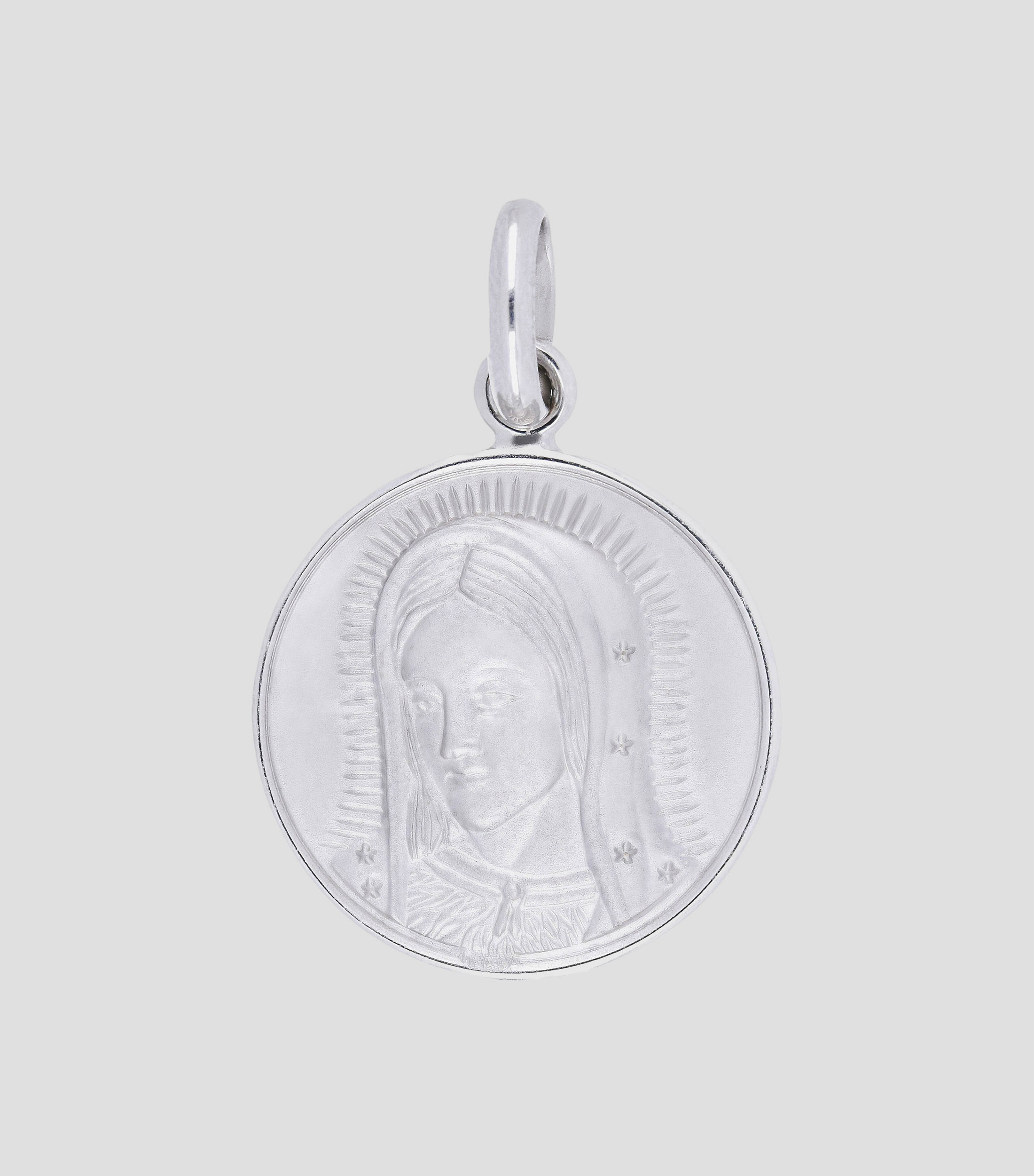 Medalla en Oro blanco 14 Kts Virgen de Guadalupe Unisex
