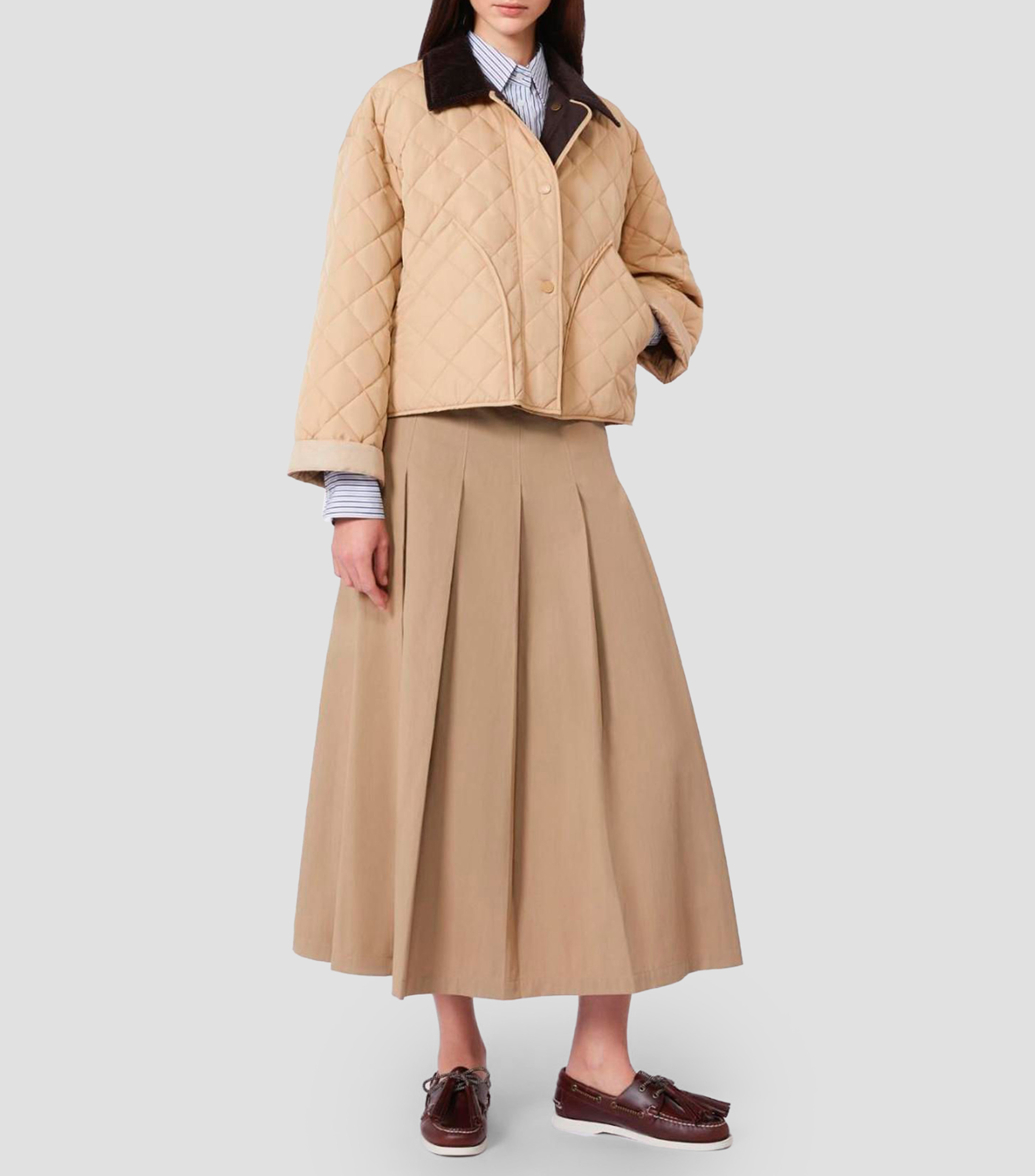 Falda midi de corte A lisa Mujer