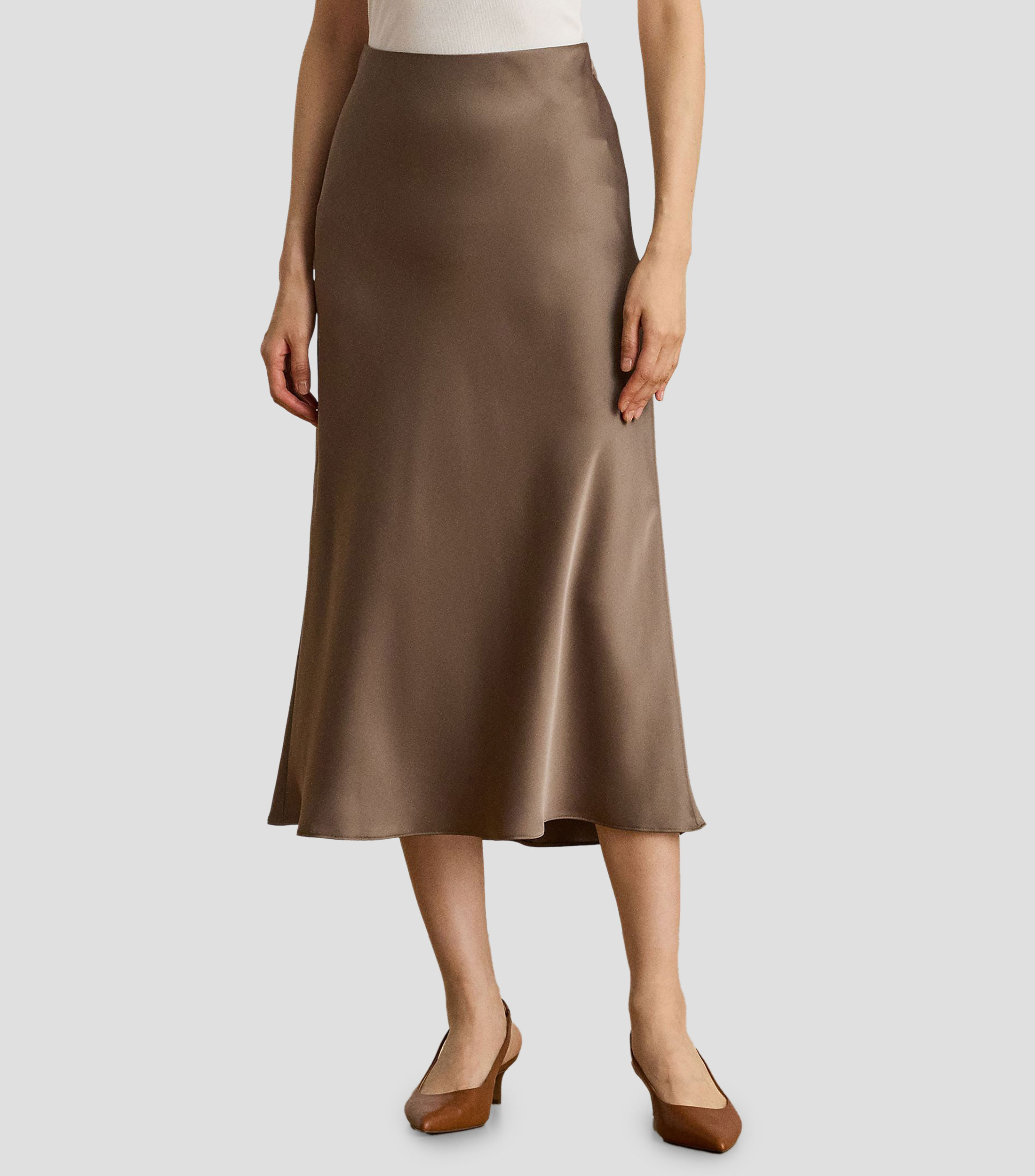 Falda midi de corte evasé Mujer